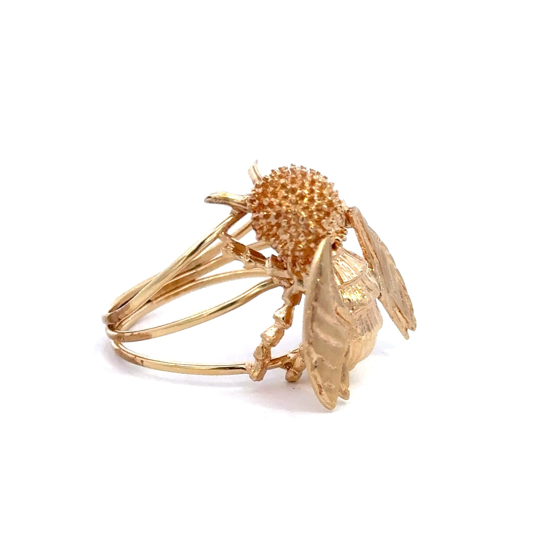 Vintage 18K Gold Bee Ring