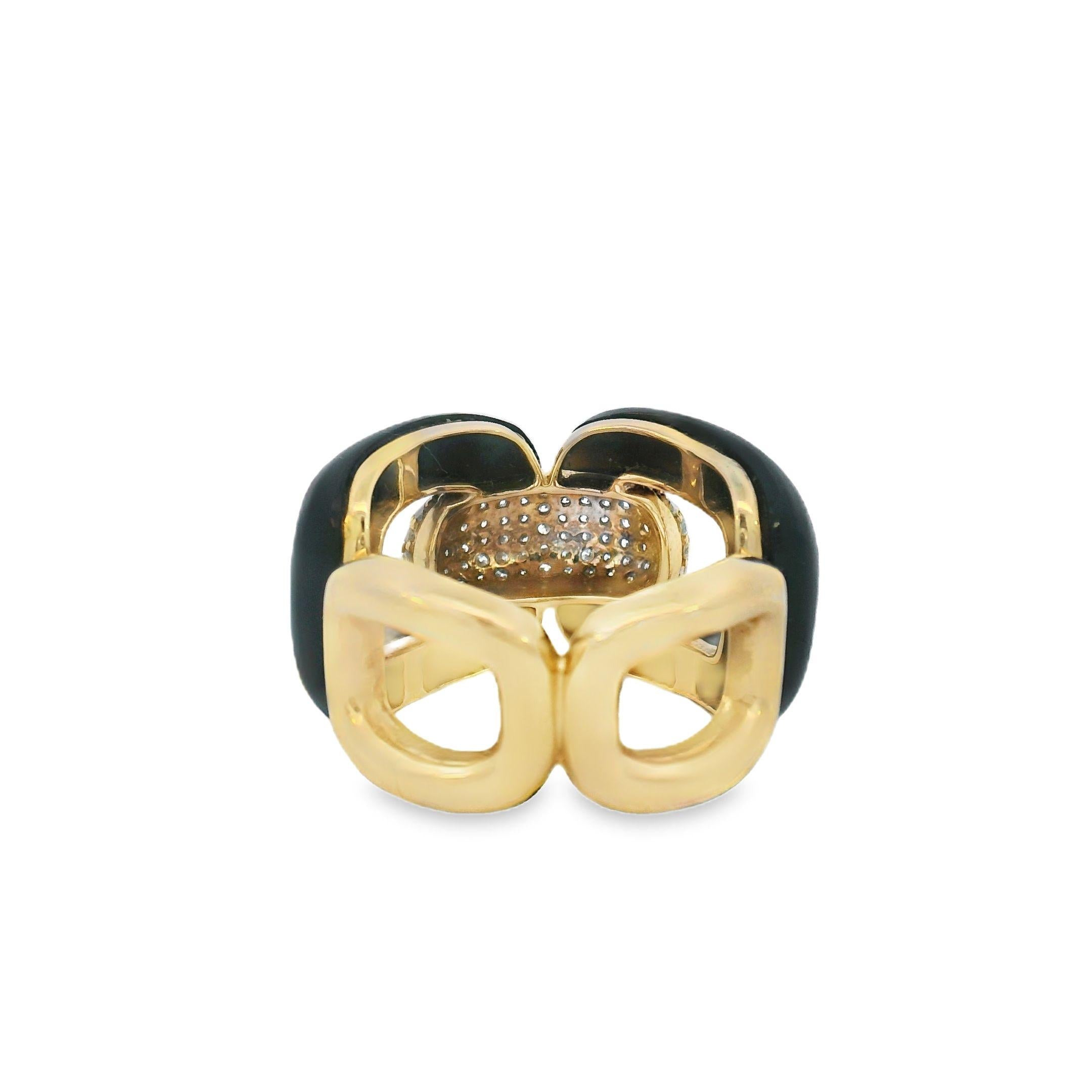 14k Yellow Gold Vintage Black Onyx and Diamond Ring