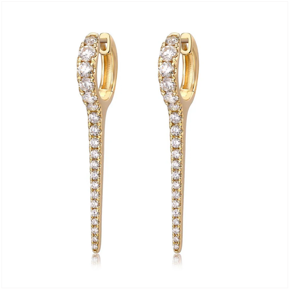 14k Yellow Gold Diamond Spike Earrings