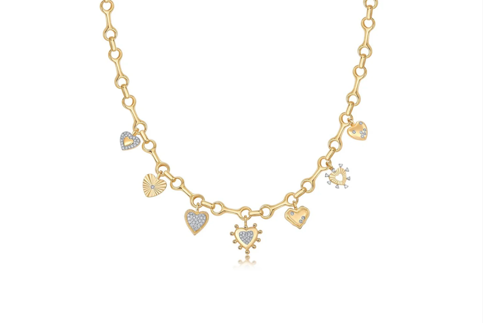 14K Yellow Gold Heart Necklace on Ball Chain