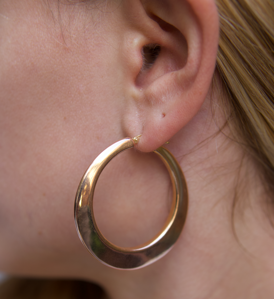 14k Yellow Gold Vintage Large Hoops
