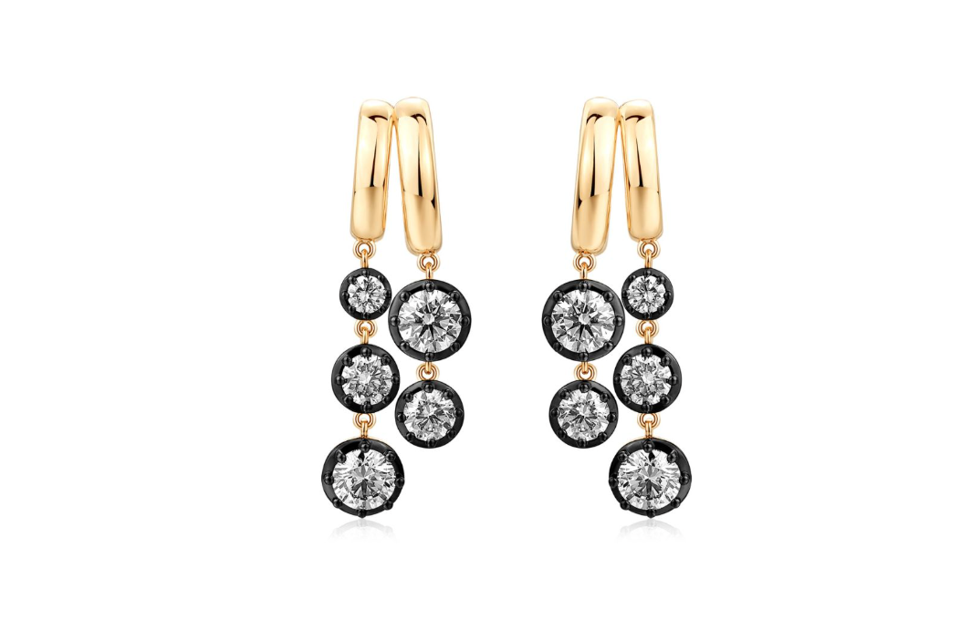 14k Yellow Gold Lab Diamond Georgian Setting 3 Drop Earrings