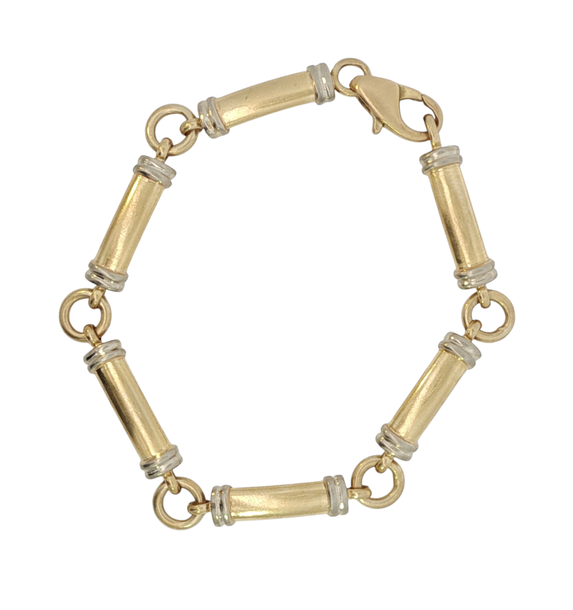 18k Two-Tone Gold Bar Link Bracelet