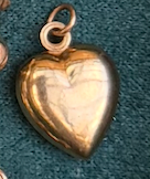 14k Yellow Gold Vintage Mini Elongated Puffy Heart Charm
