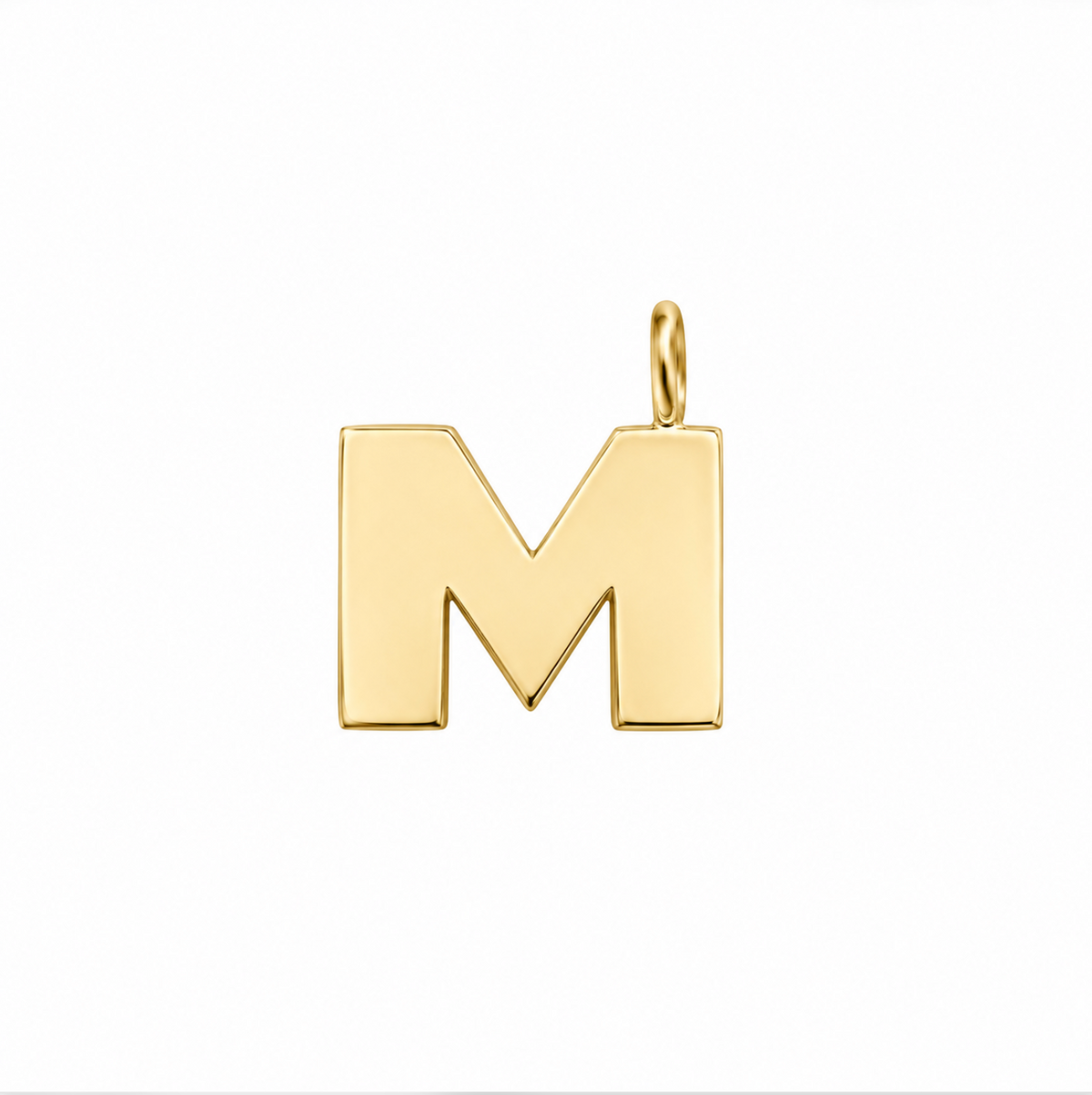 14k Yellow Gold Vintage Brushed Finish Letter "M" Initial Charm Pendant