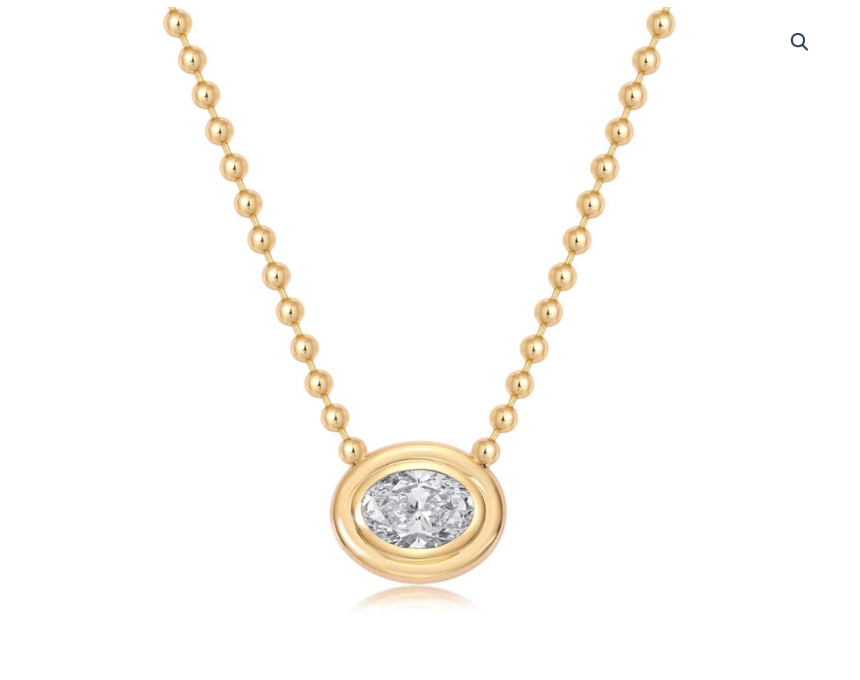 14k Yellow Gold 3 carat Oval Lab Diamond Ball Chain Necklace