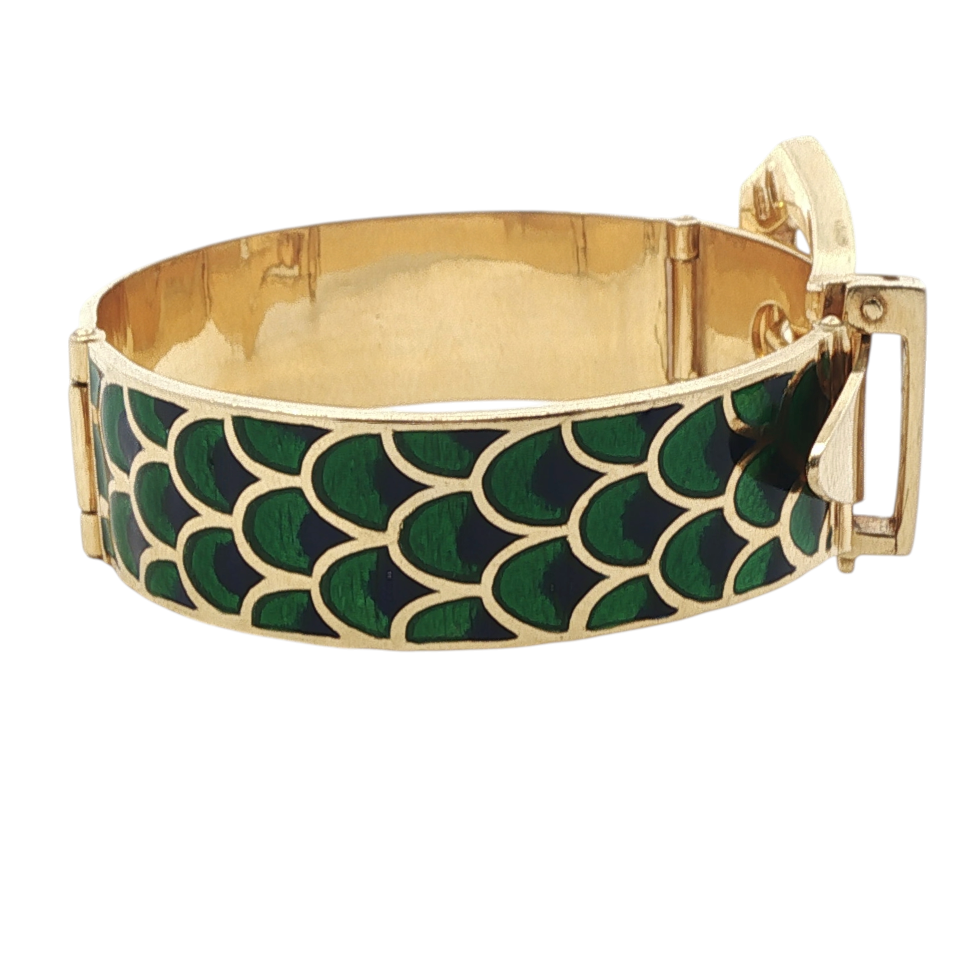 18k Yellow Gold Enamel Buckle Bracelet