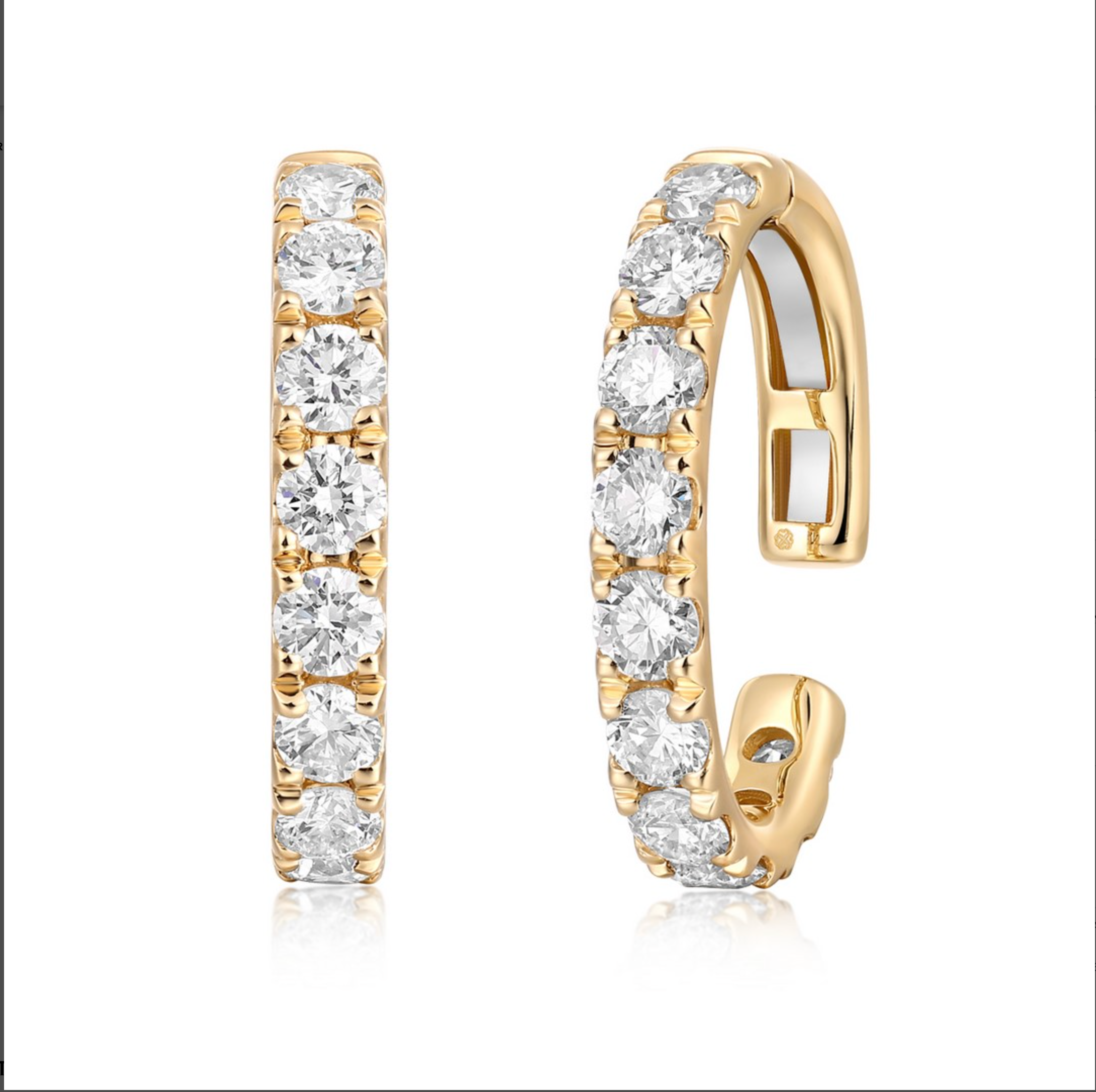 14k Yellow Gold Openable Diamond, Sapphire Ear Cuff