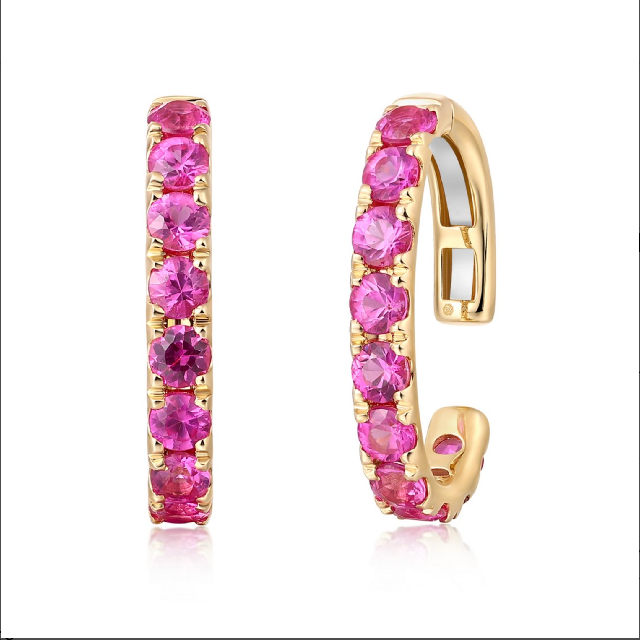 14k Yellow Gold Openable Diamond, Sapphire Ear Cuff