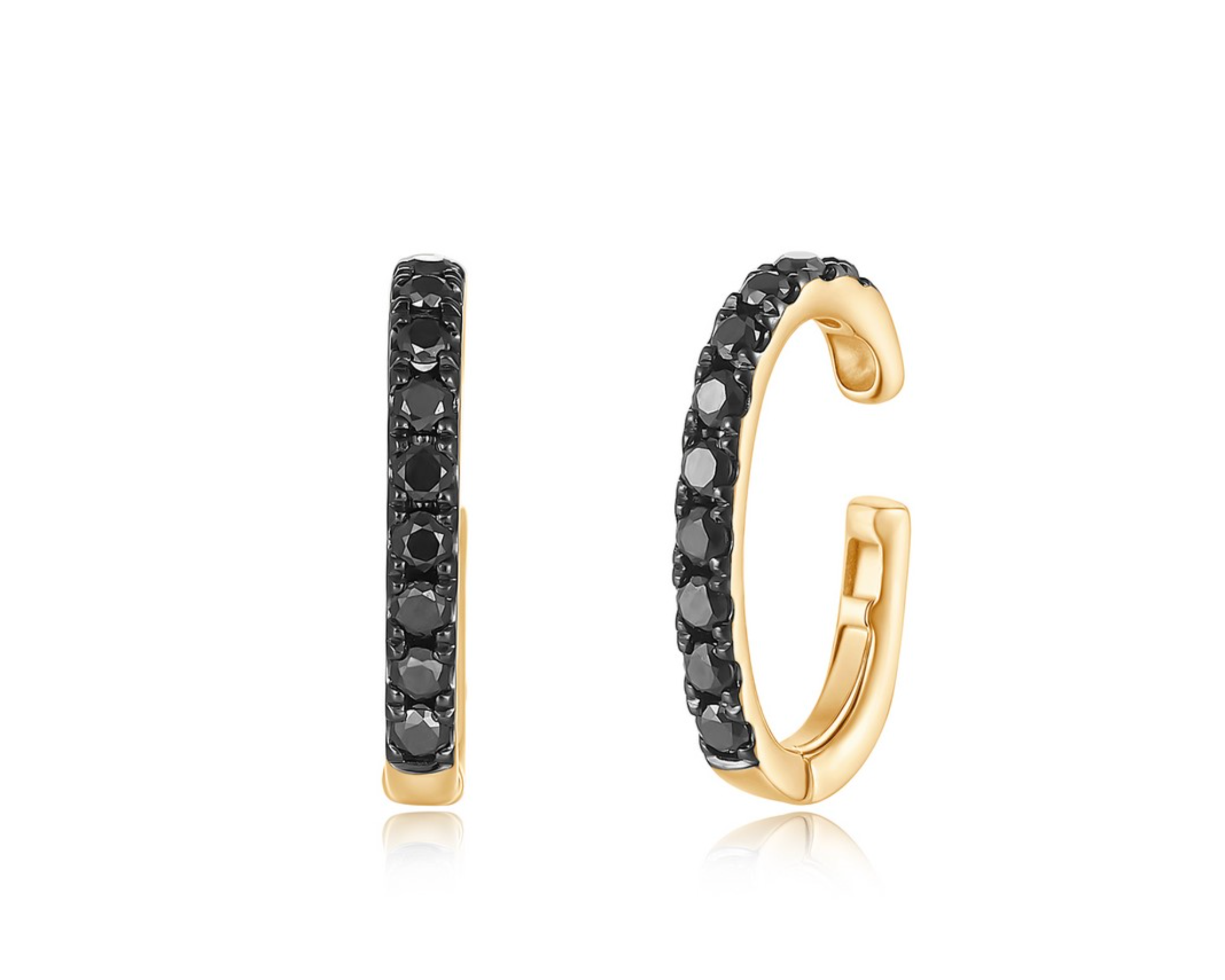 14k Yellow Gold Openable Diamond, Sapphire Ear Cuff