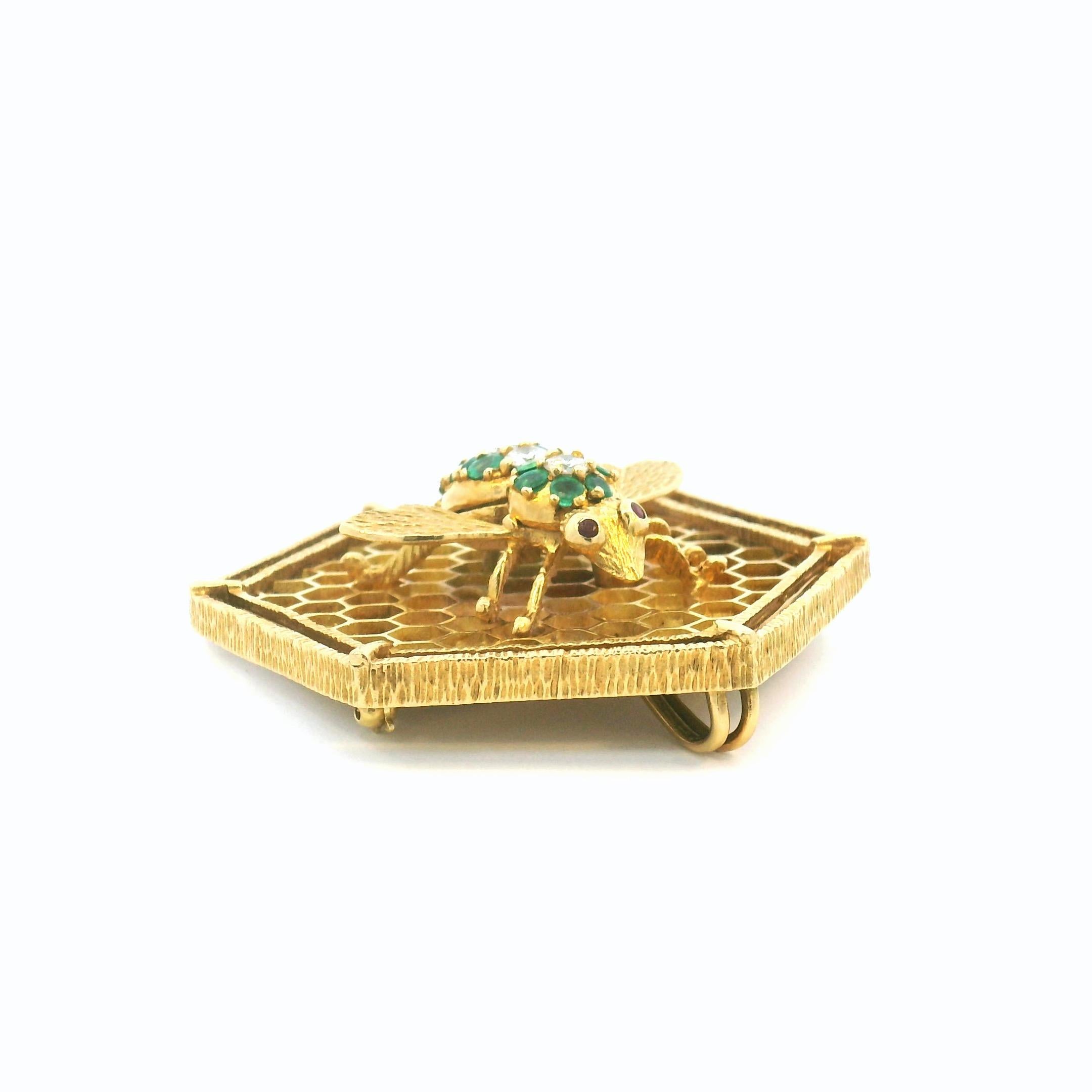 Vintage Herbert Rosenthal 18k Gold and Diamond Bee Brooch