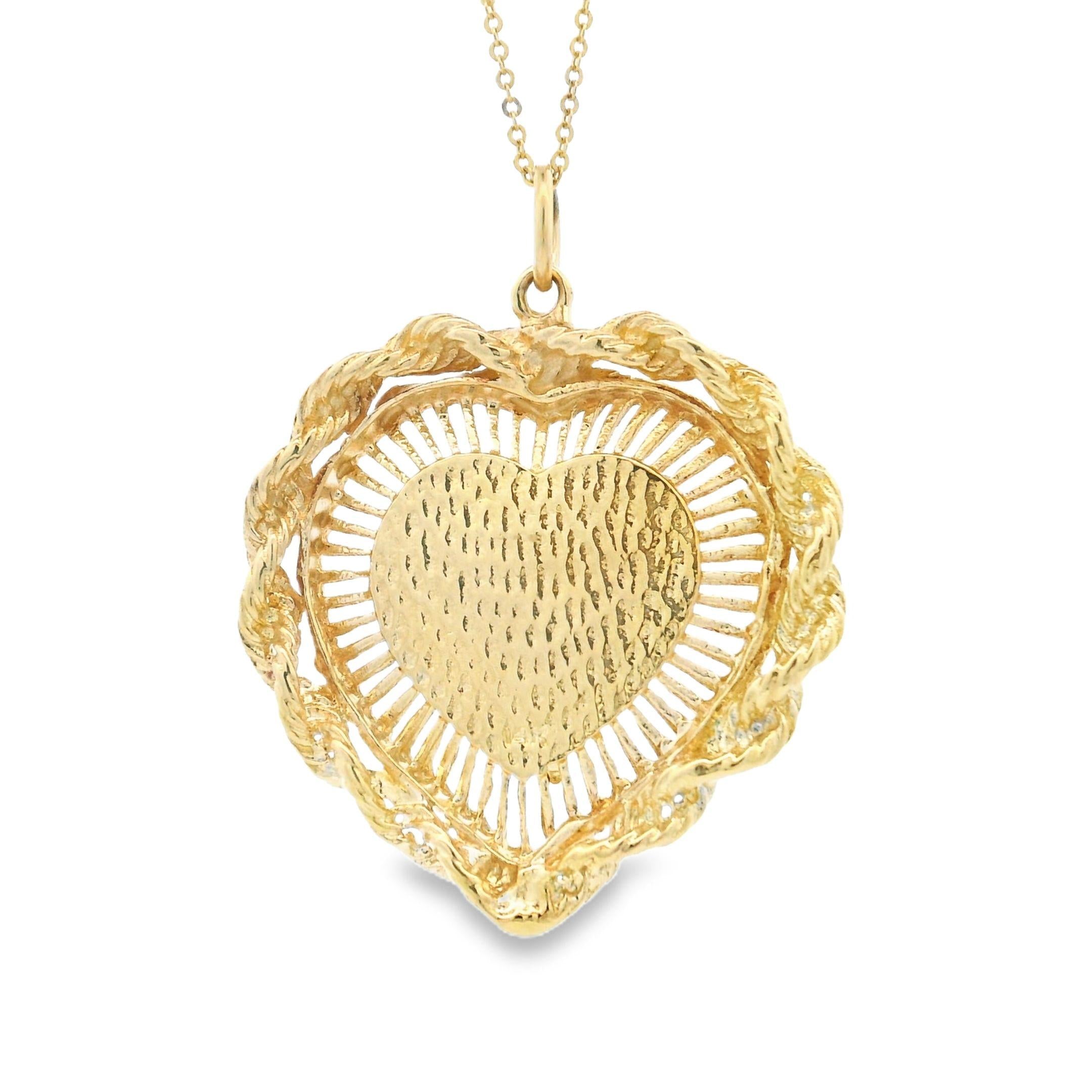 Vintage 14K Gold Diamond Heart Locket