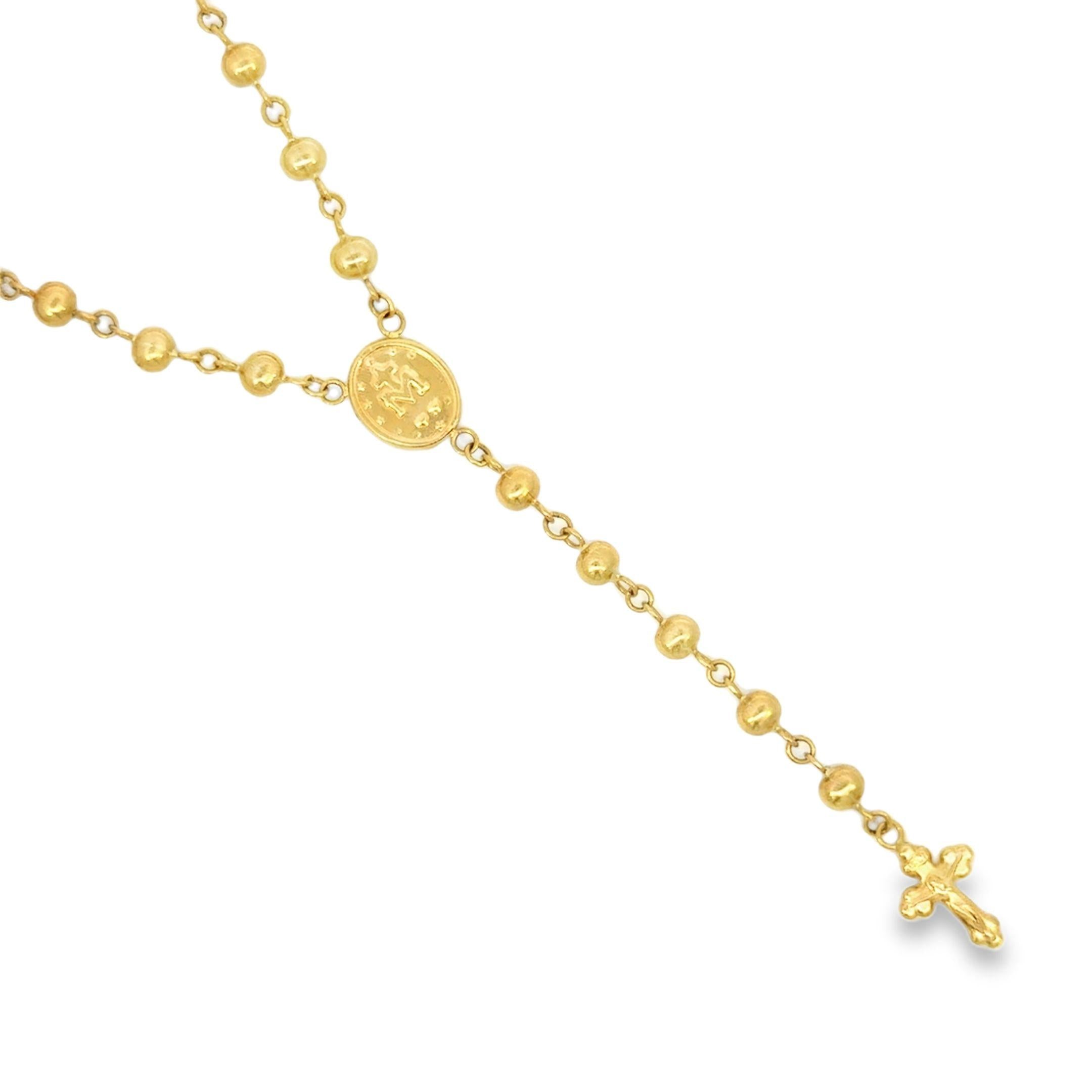 Vintage 18K Gold Cross Drop Rosary Necklace