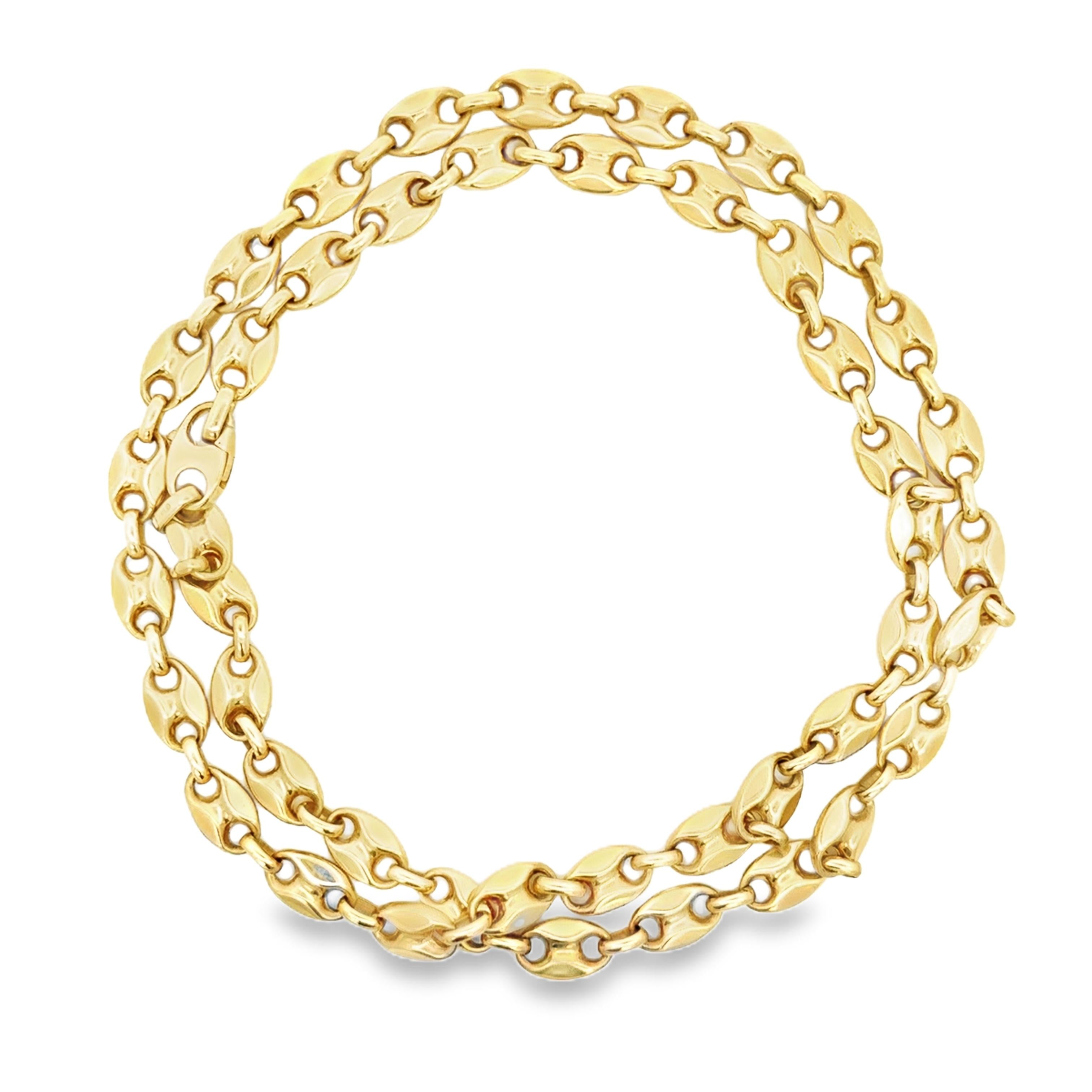 14k Yellow Gold Vintage 30" Mariners Link Chain