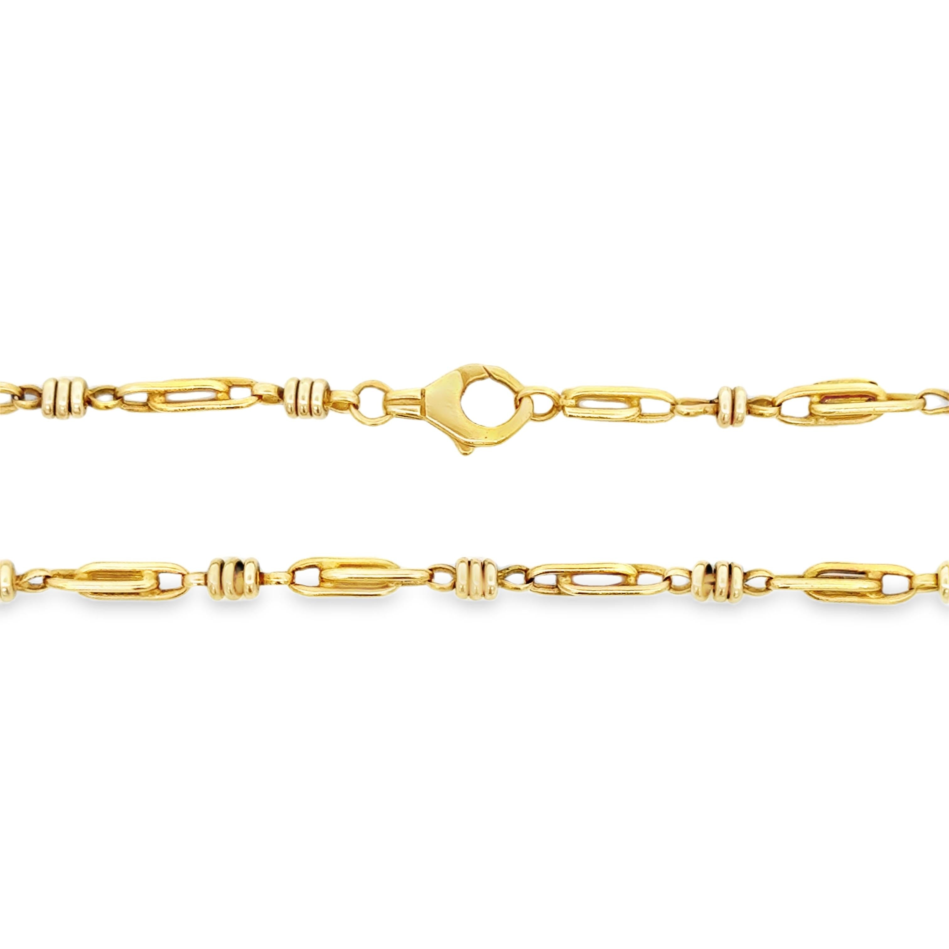 14k White and Yellow Gold Vintage Barrel Link Chain