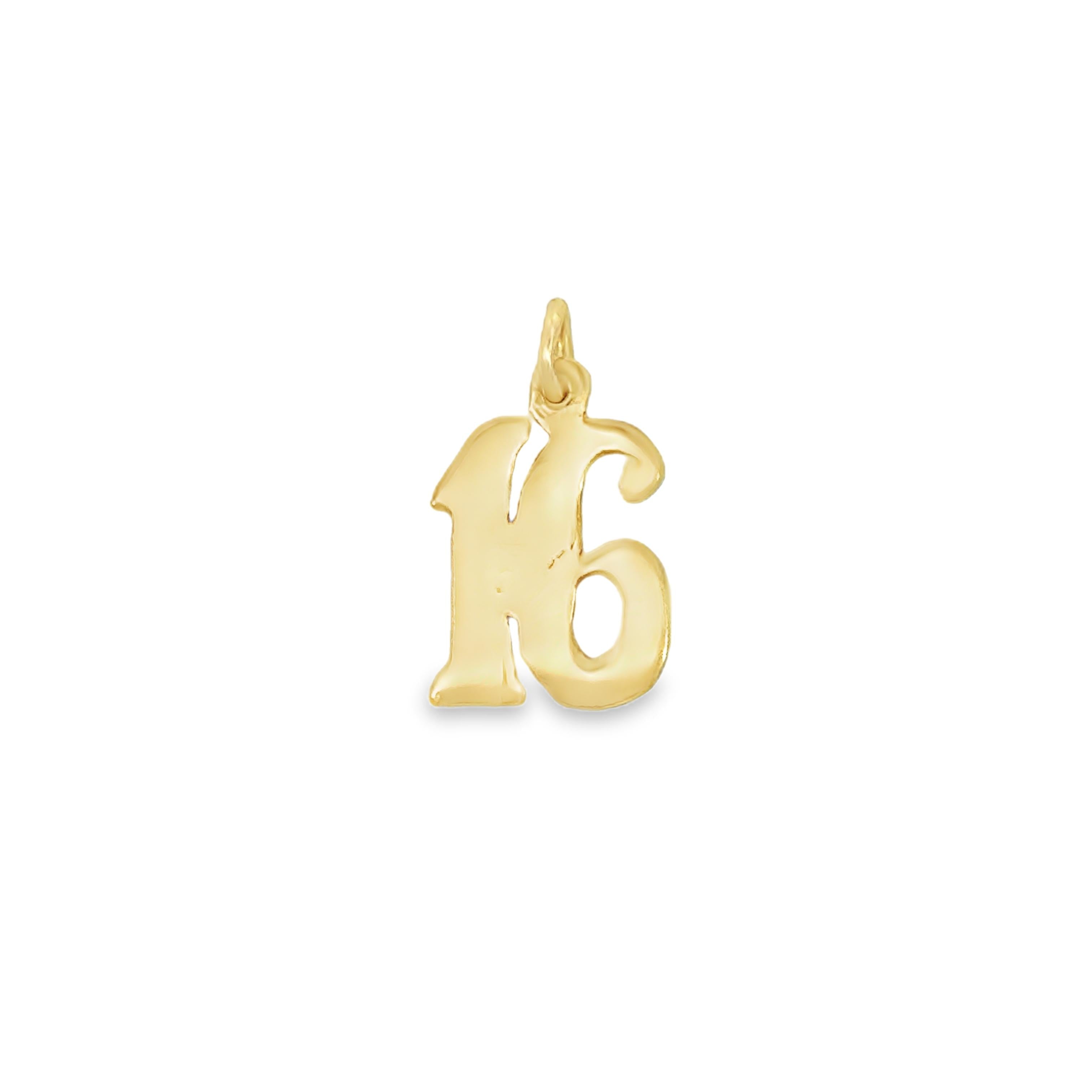 Vintage 14K Gold '16' Charm