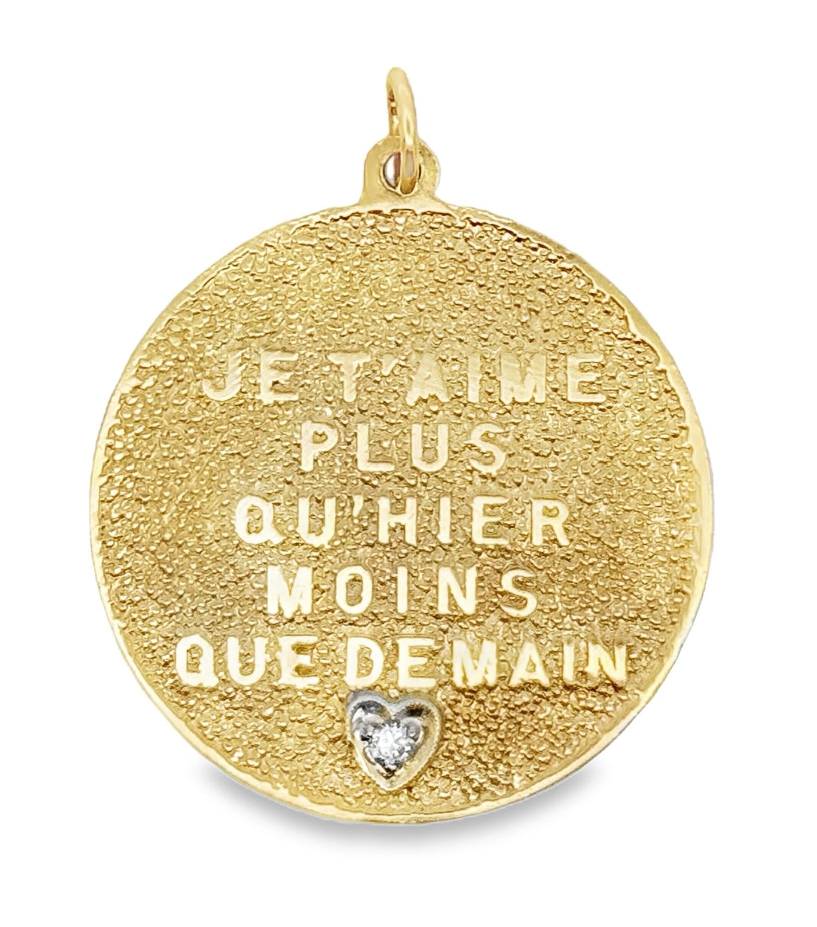 14k Yellow Gold Je T'aime Plus Qu'Heir Moins Que Demain Charm