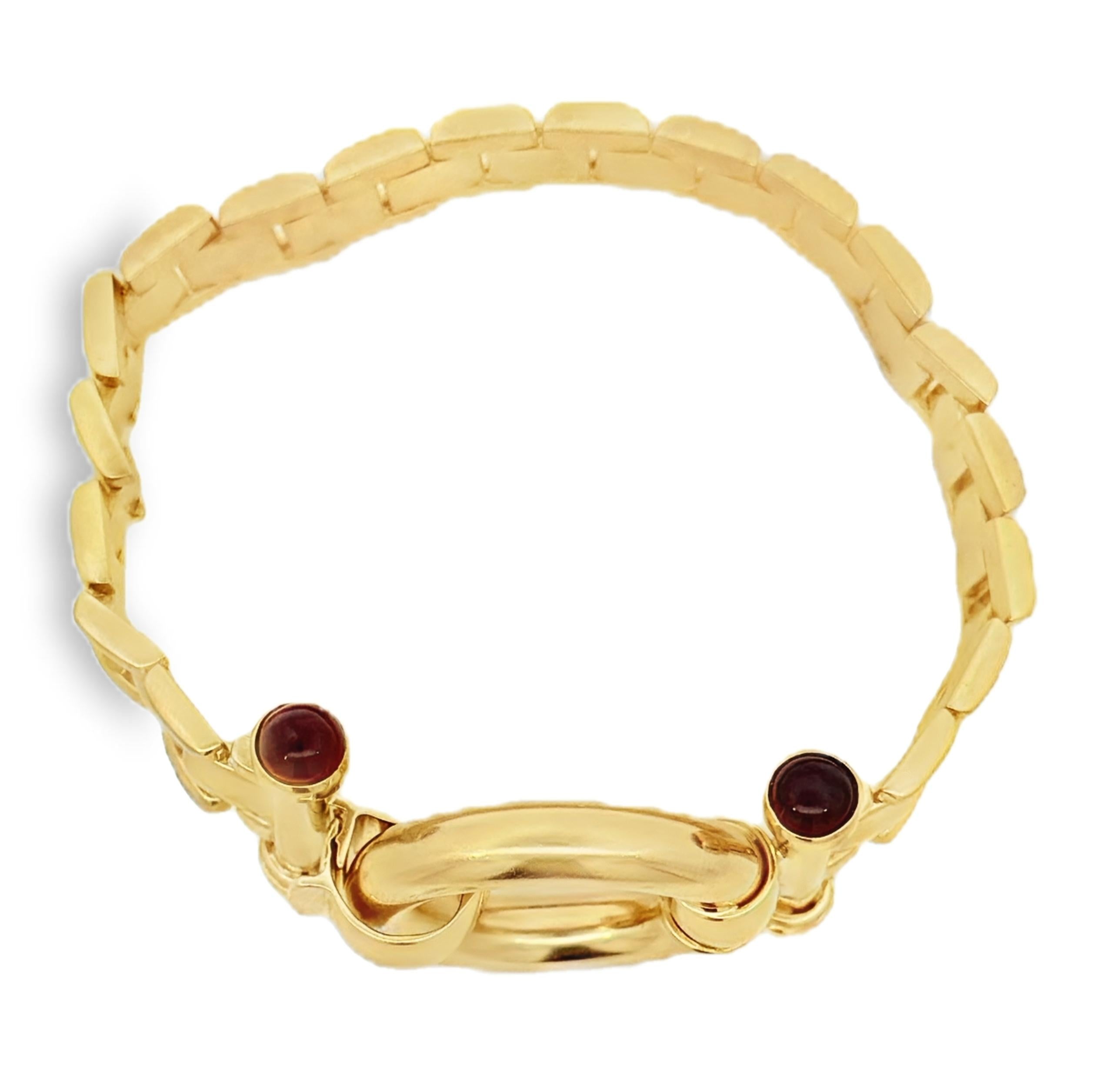 14k Yellow Gold Italian Red Tourmaline Circle Clasp Bracelet