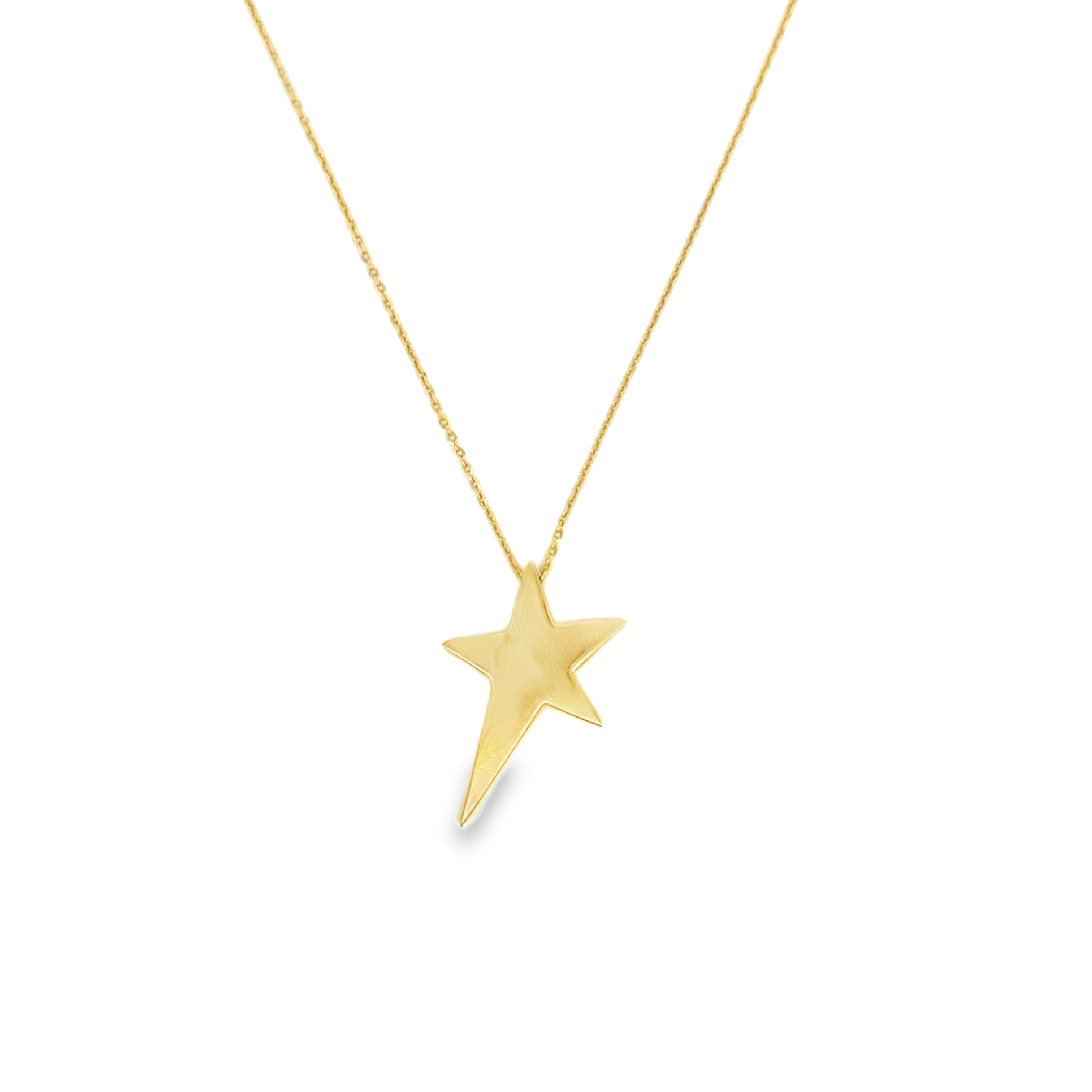 14K Yellow Gold Star Pendant Necklace on 14K Gold Chain