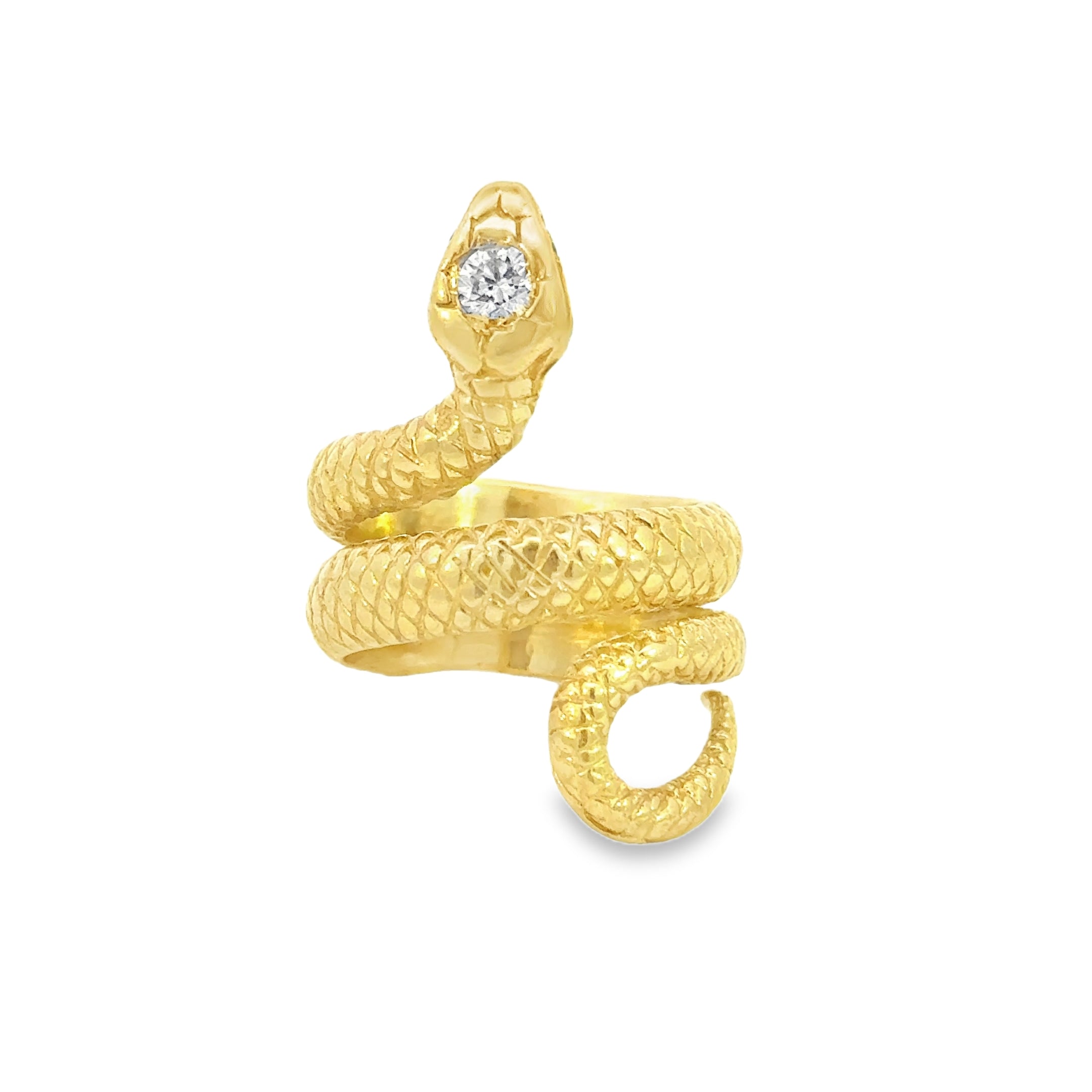 18K Yellow Gold Vintage Diamond Snake Ring