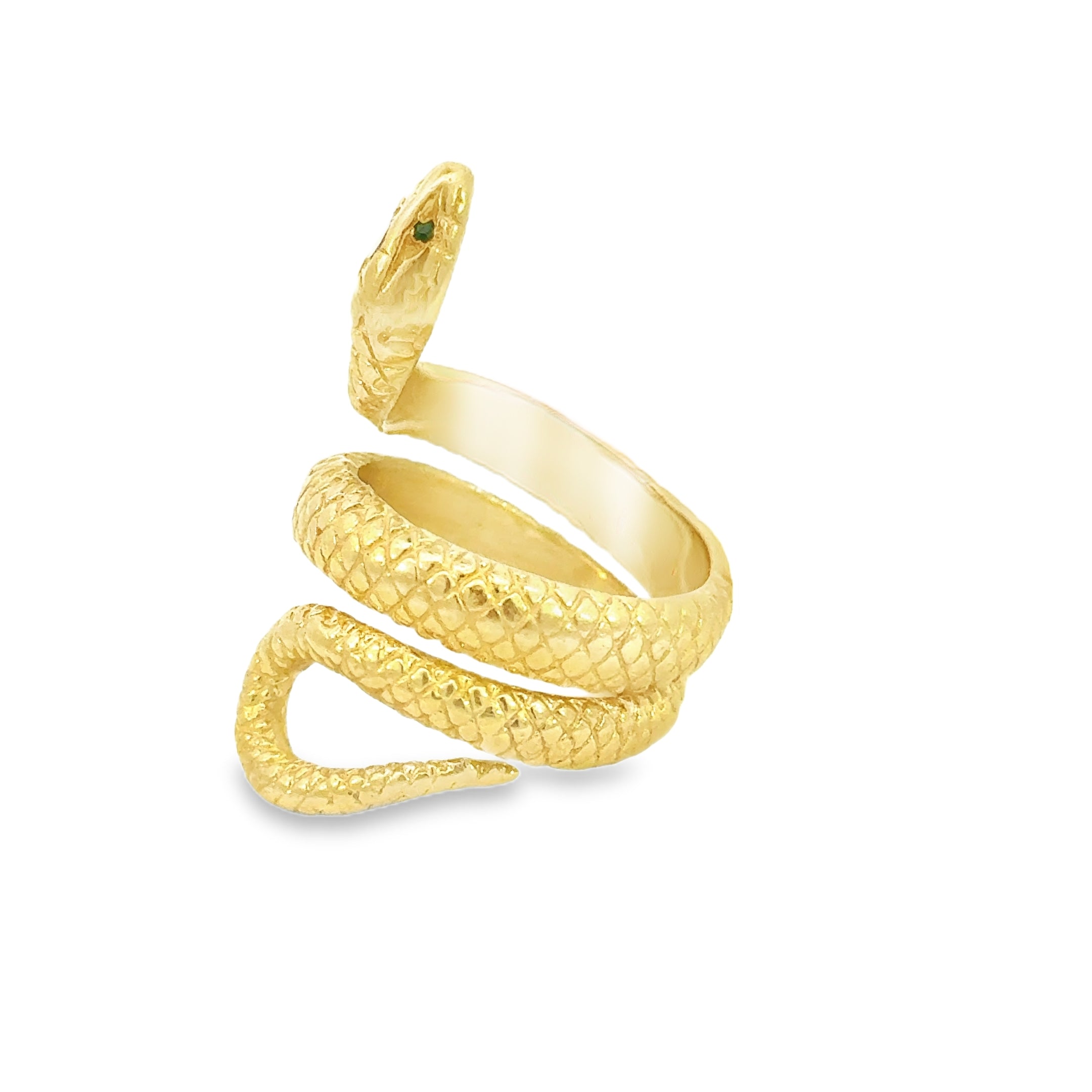 18K Yellow Gold Vintage Diamond Snake Ring