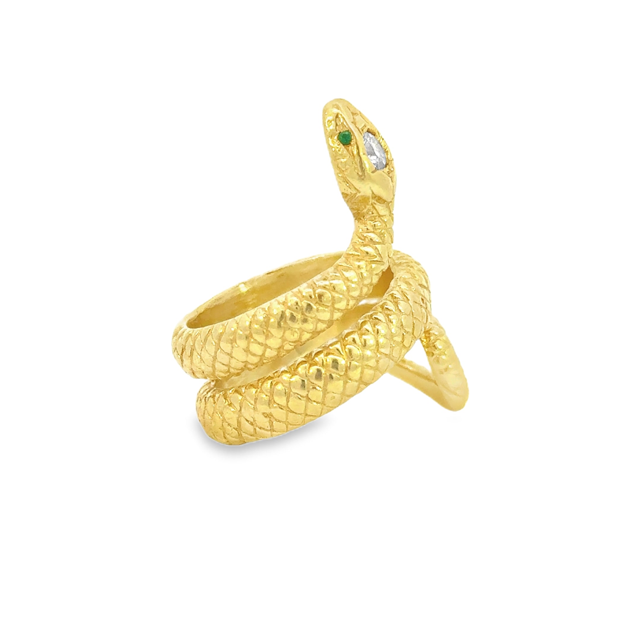 18K Yellow Gold Vintage Diamond Snake Ring