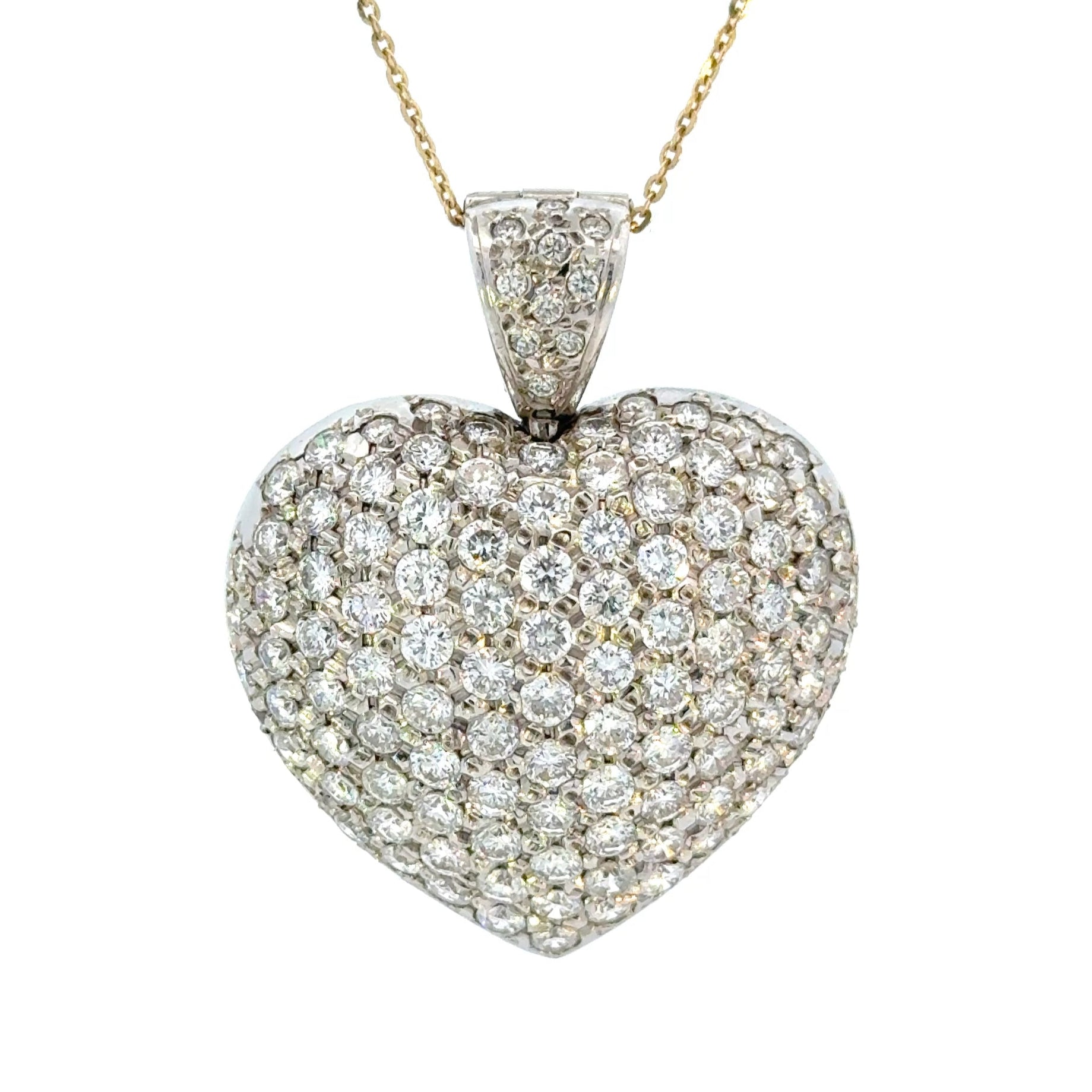 18K White Gold Vintage Diamond Heart Pendant