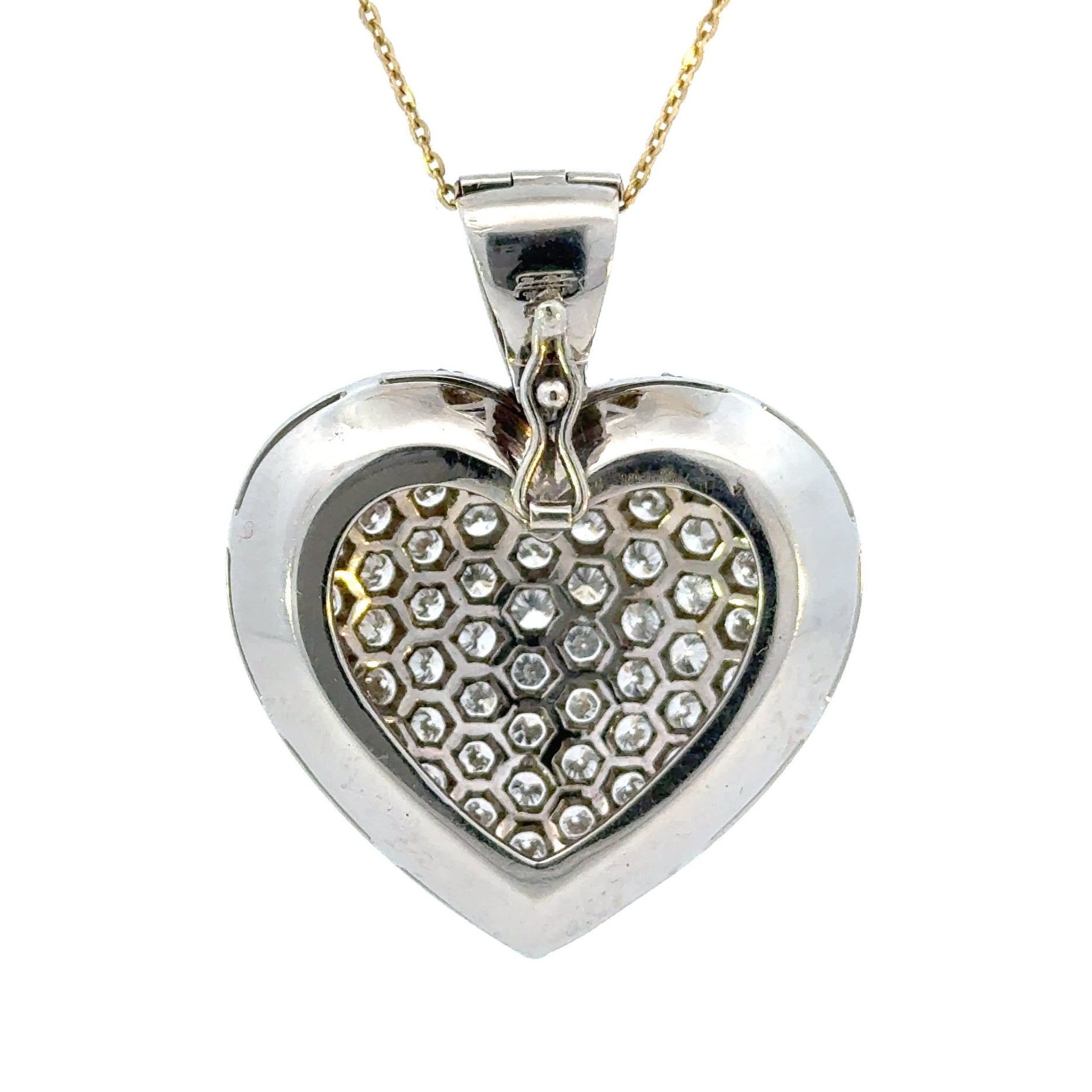 18K White Gold Vintage Diamond Heart Pendant