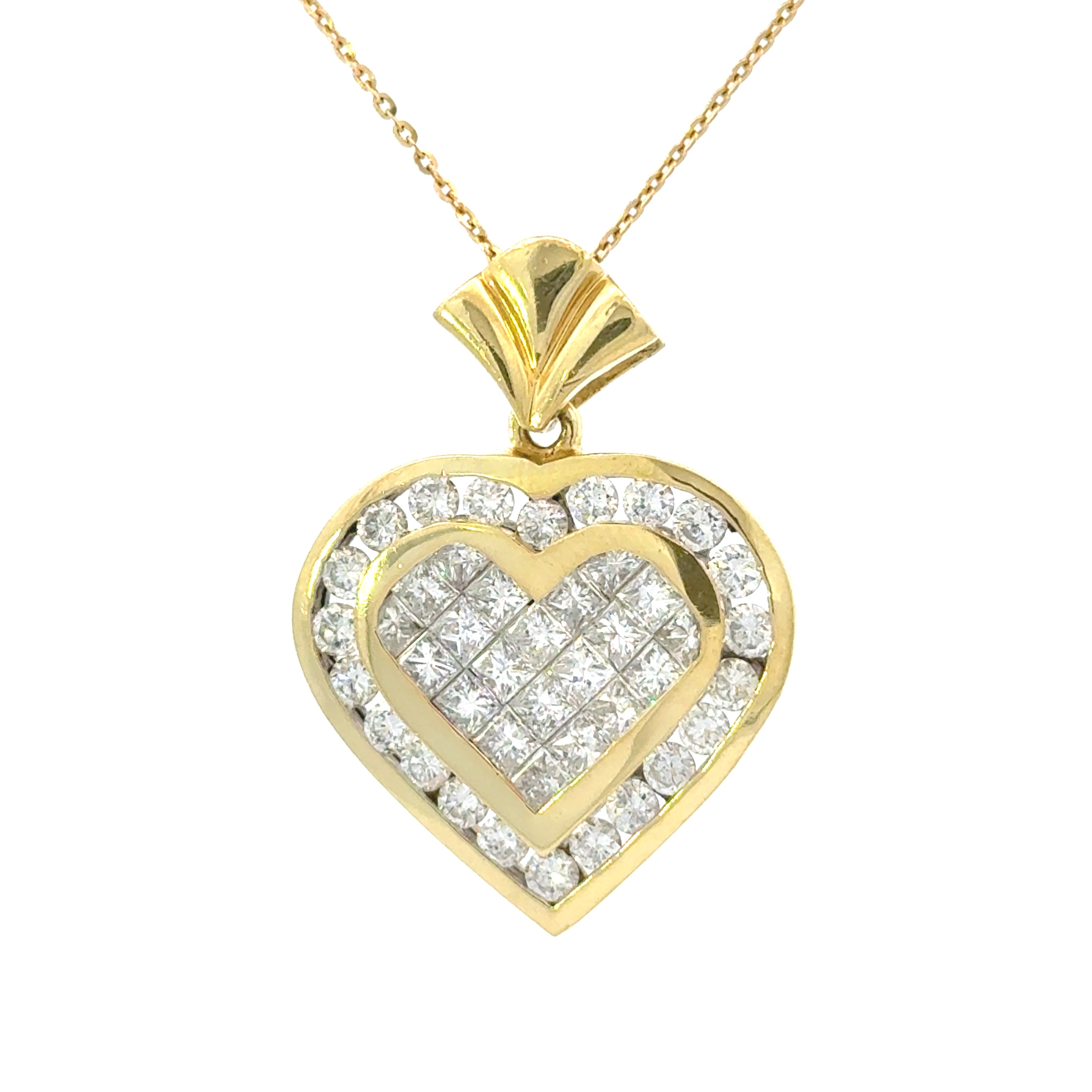 18K Yellow Gold Vintage Diamond Heart Pendant