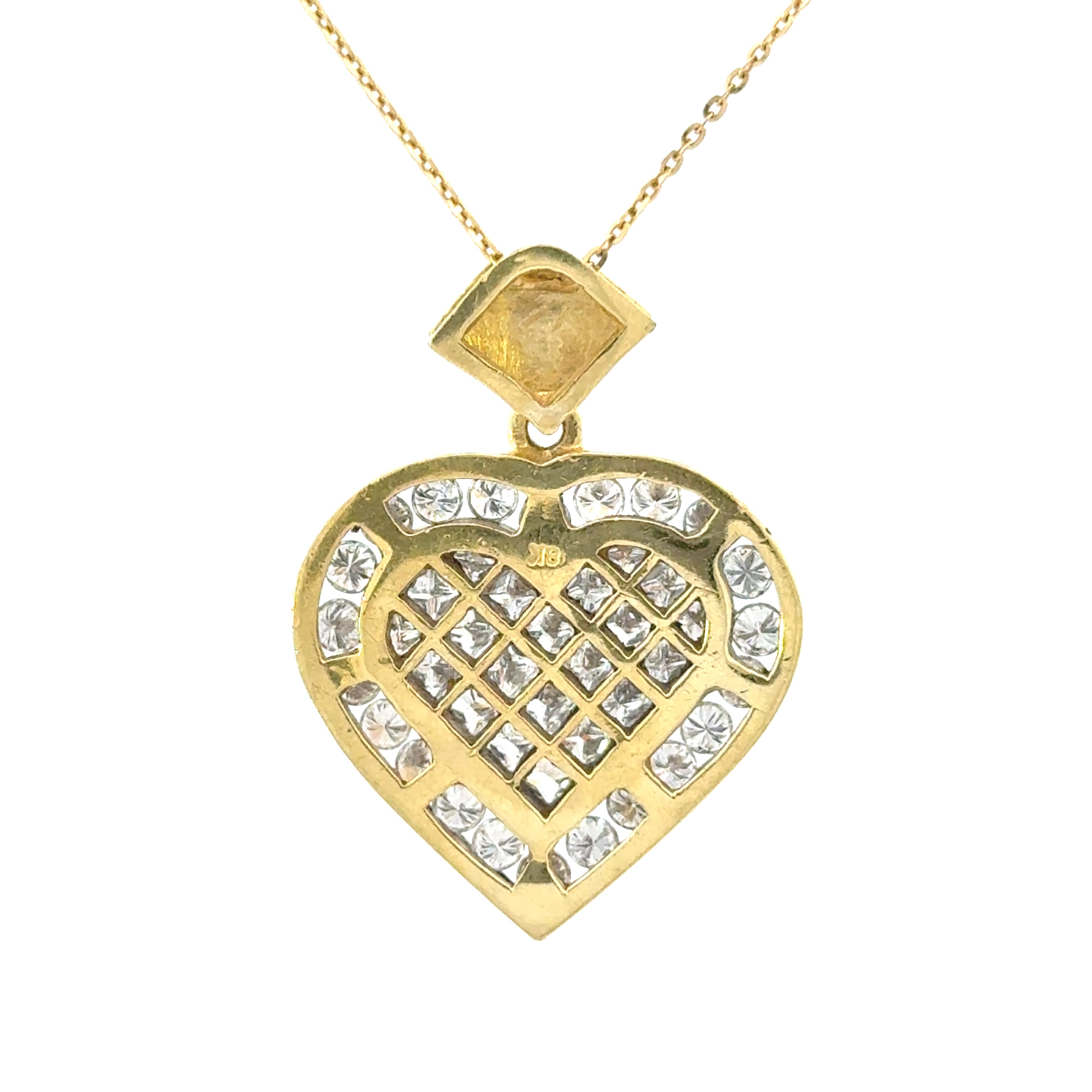 18K Yellow Gold Vintage Diamond Heart Pendant