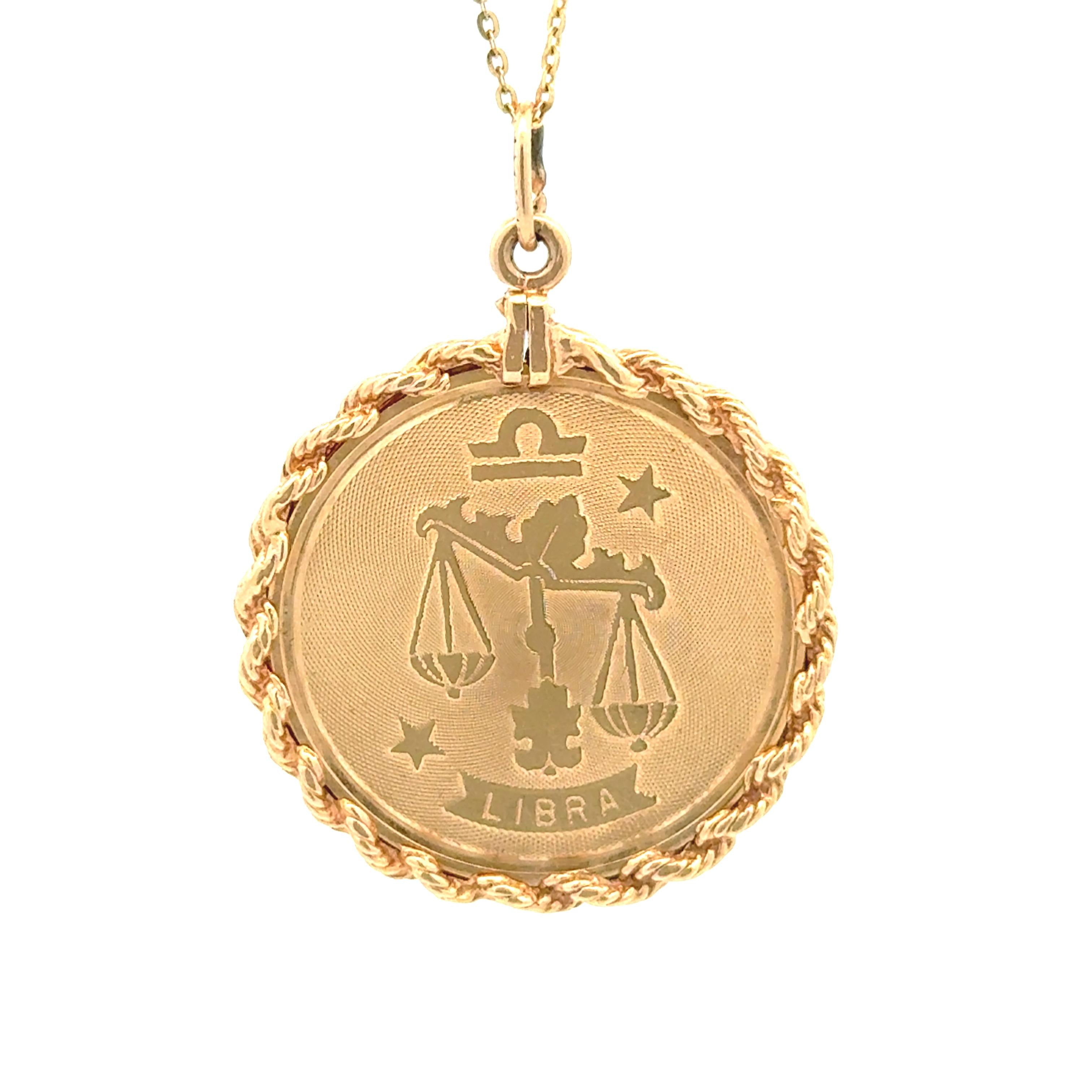 14K Yellow Gold Vintage Libra Zodiac Charm