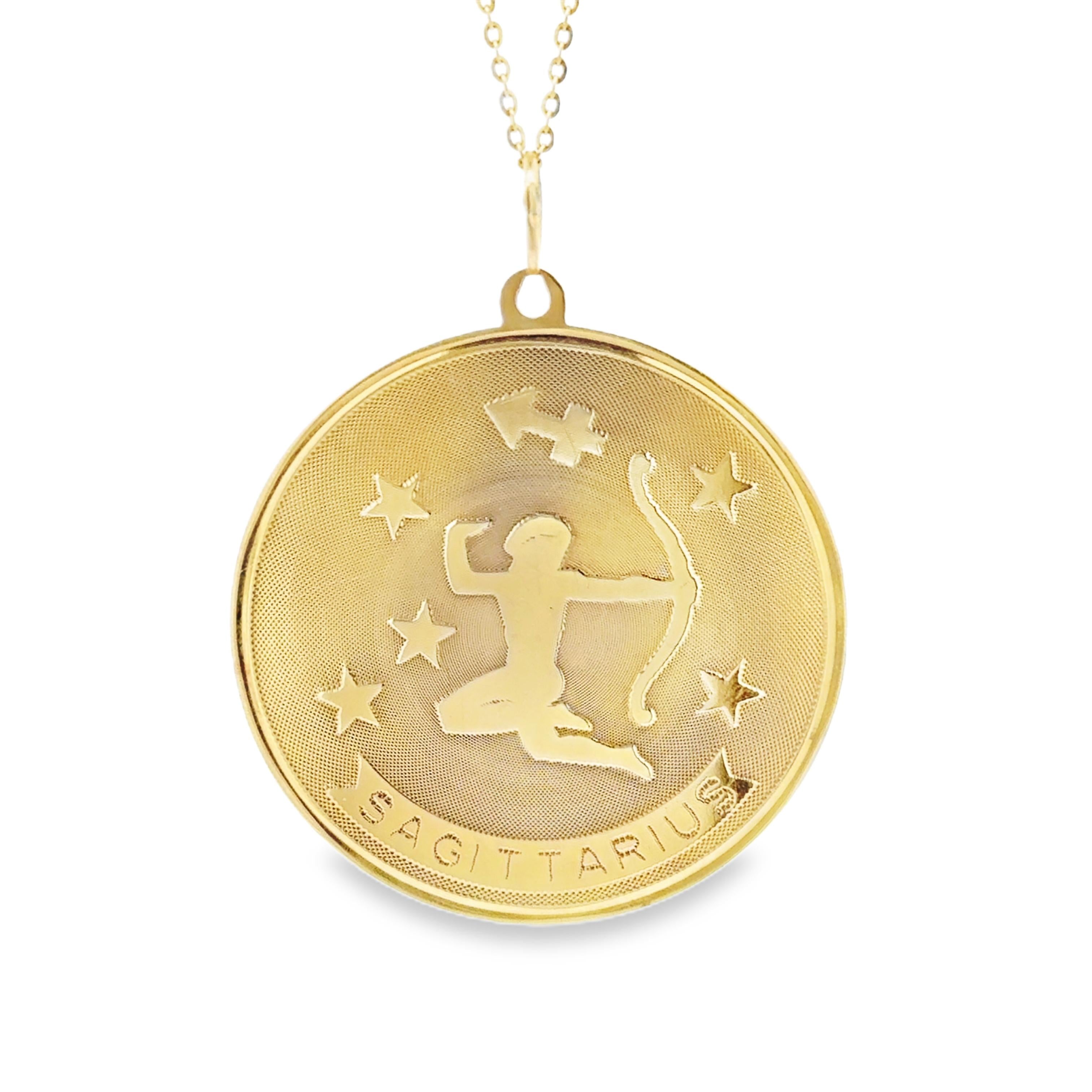 14K Yellow Gold Large Vintage Sagittarius Zodiac Charm