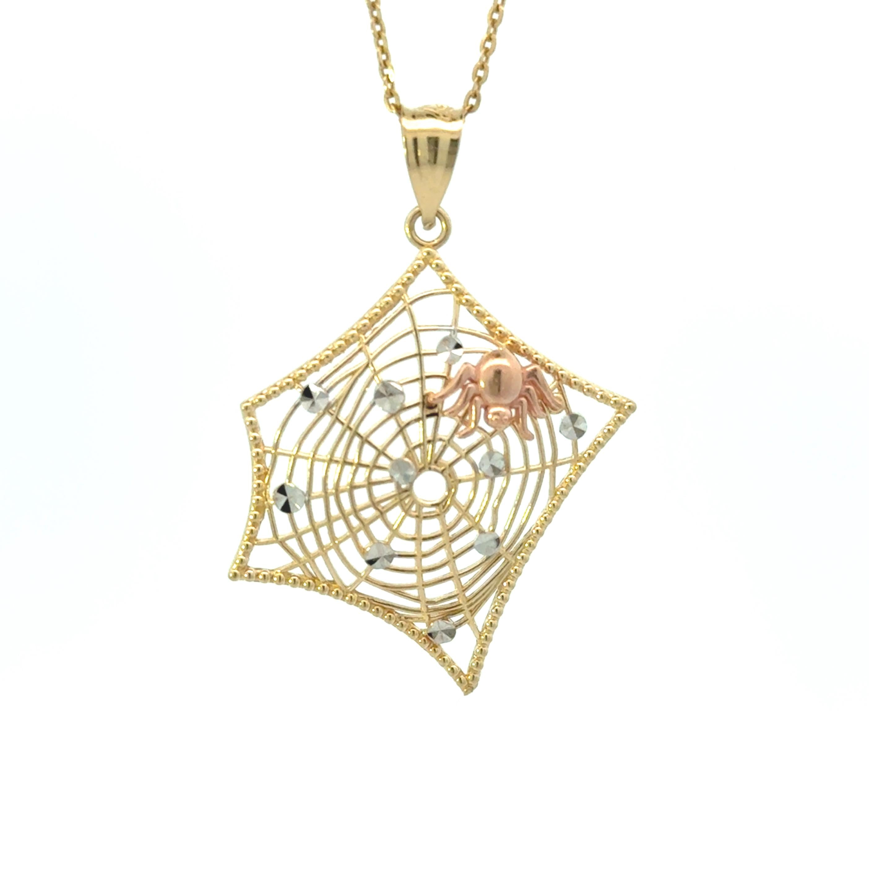 14K Gold Vintage Spider Web Charm