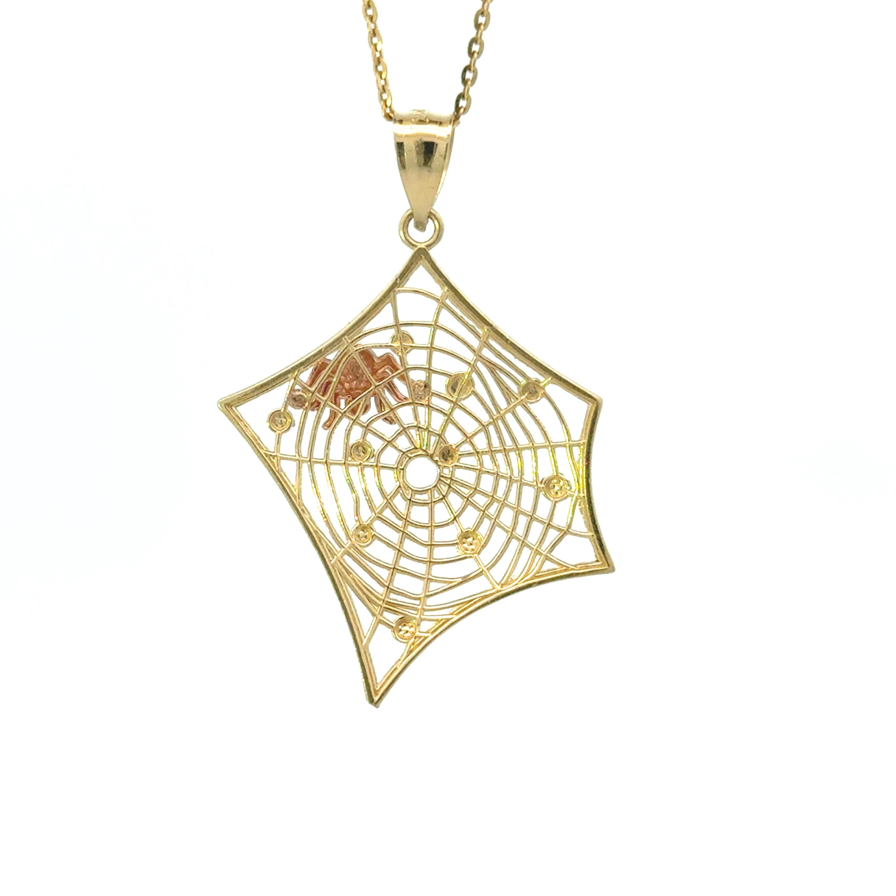 14K Gold Vintage Spider Web Charm