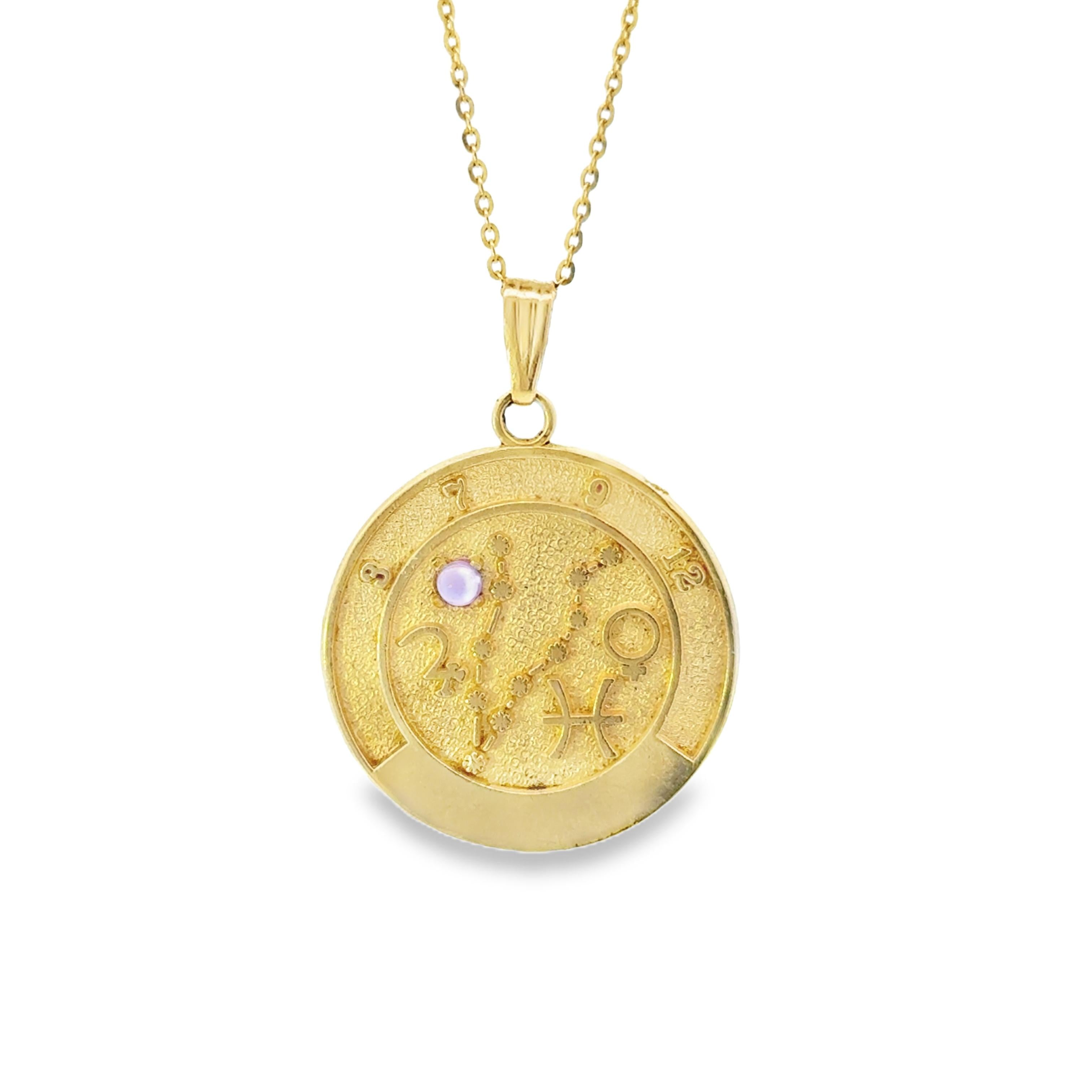 14K Yellow Gold Vintage Moonstone Gemini Zodiac Charm