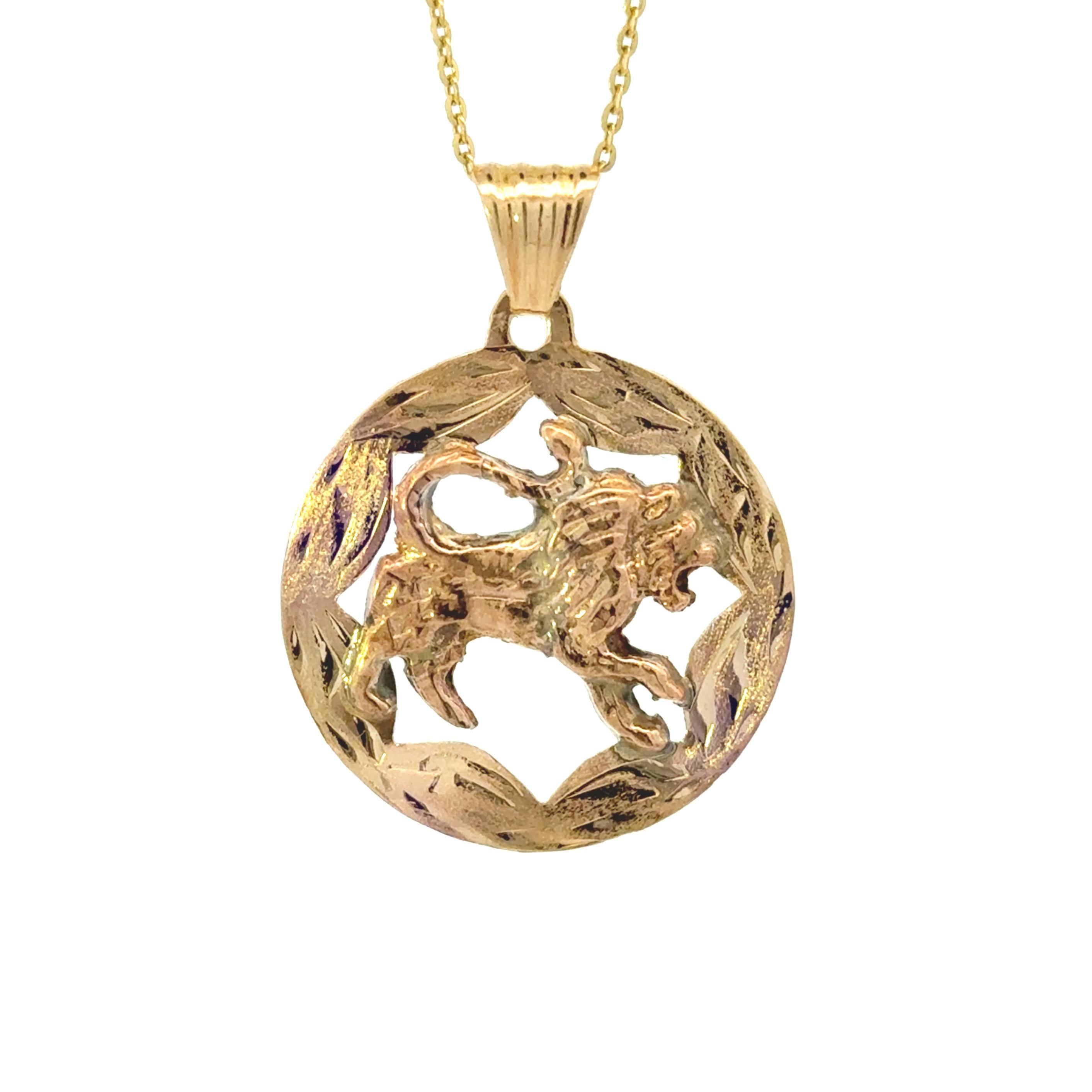 14K Gold Leo Zodiac Charm