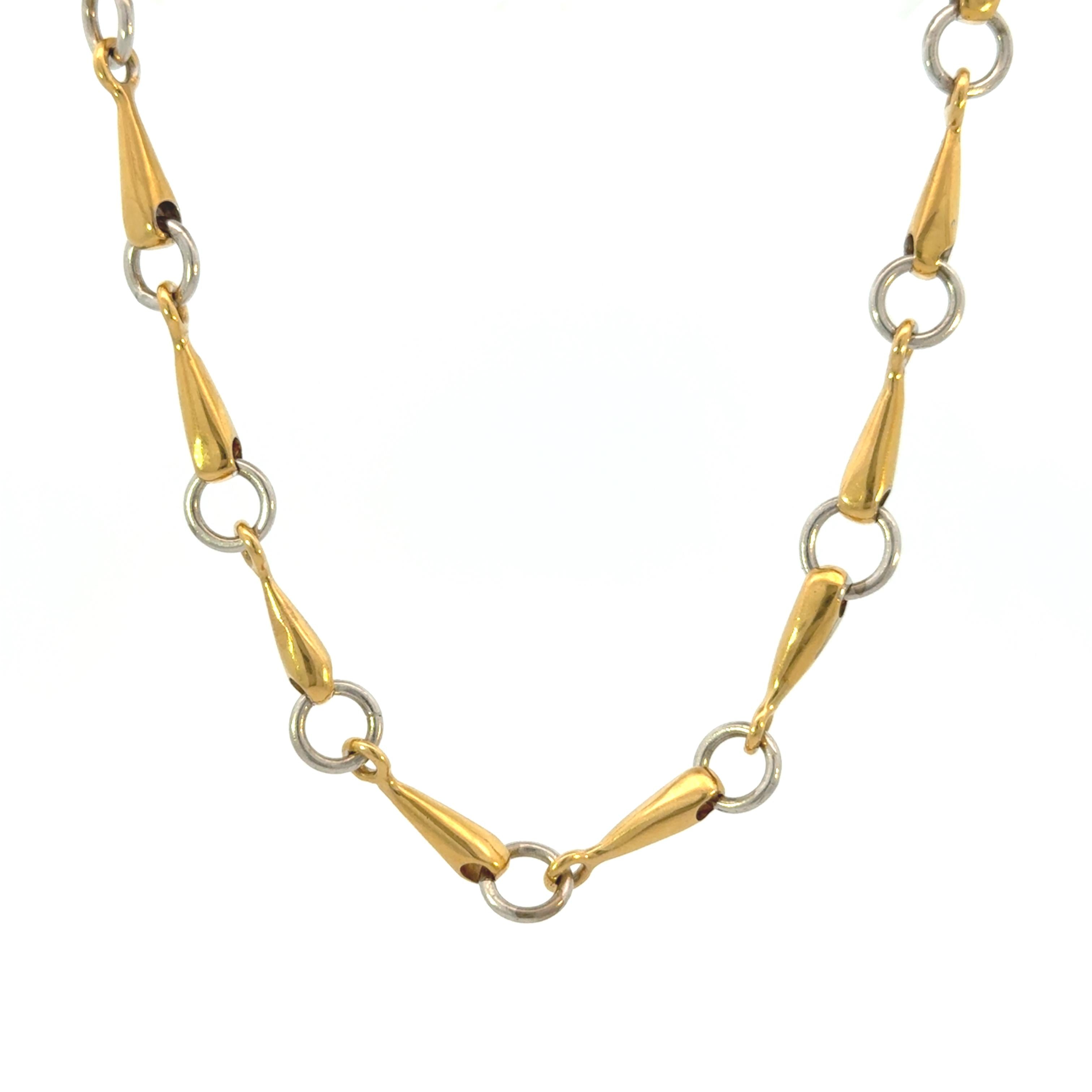 18K Solid White and Yellow Gold 16" Chain