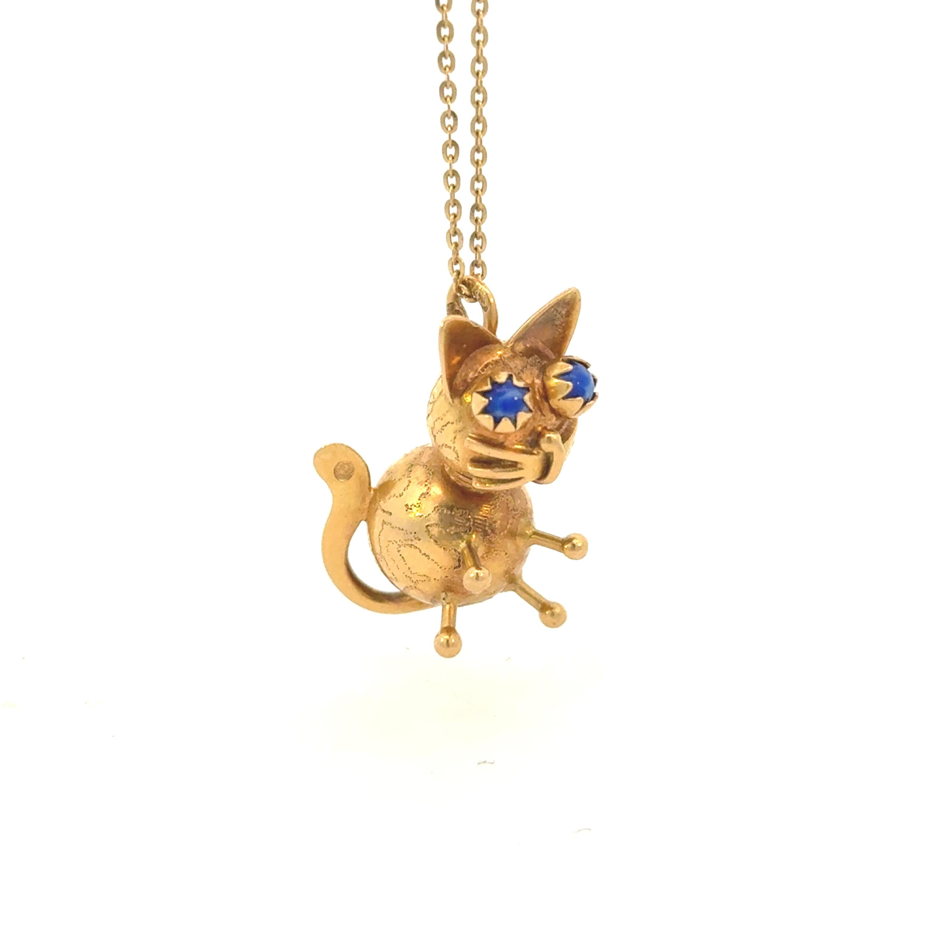 18K Yellow Gold Vintage Cat Charm