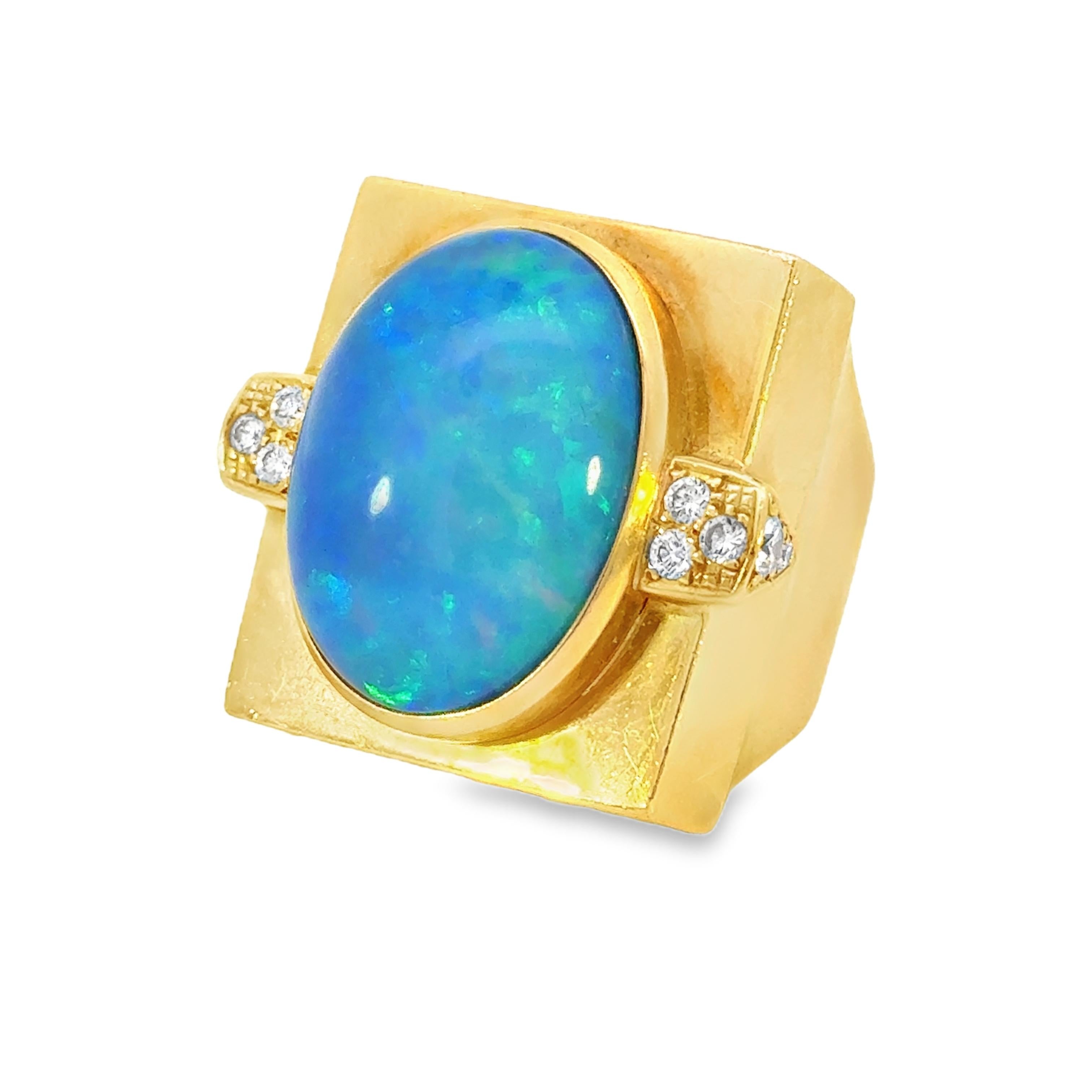 18K Yellow Gold Opal and Diamond Vintage Ring - NEEDS PRICE