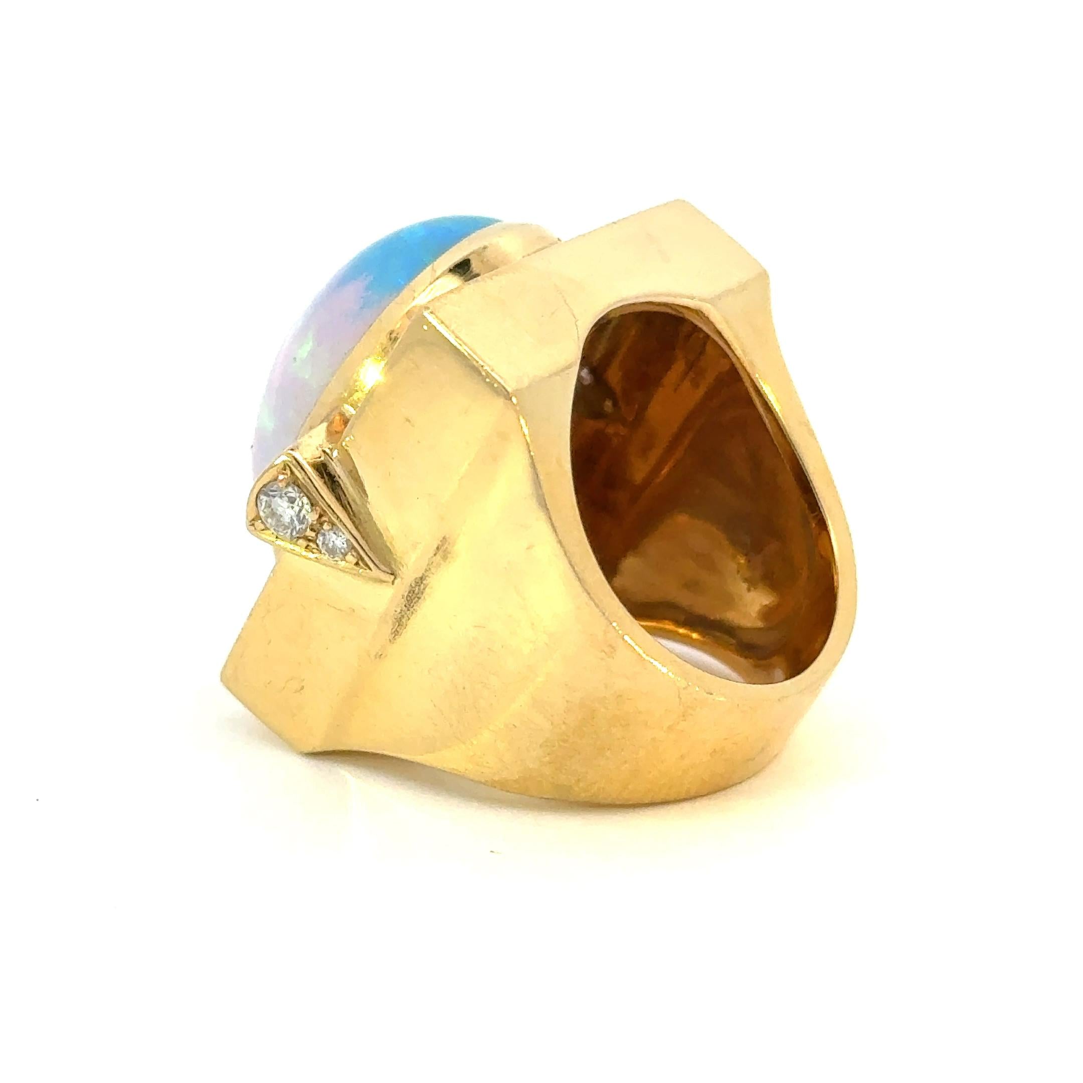 18K Yellow Gold Opal and Diamond Vintage Ring - NEEDS PRICE