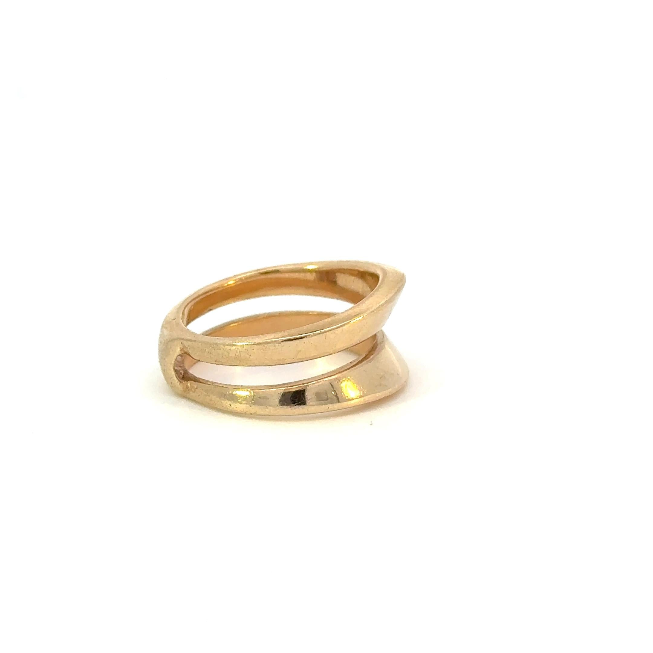 14K Yellow Gold Open Double Row Vintage Ring