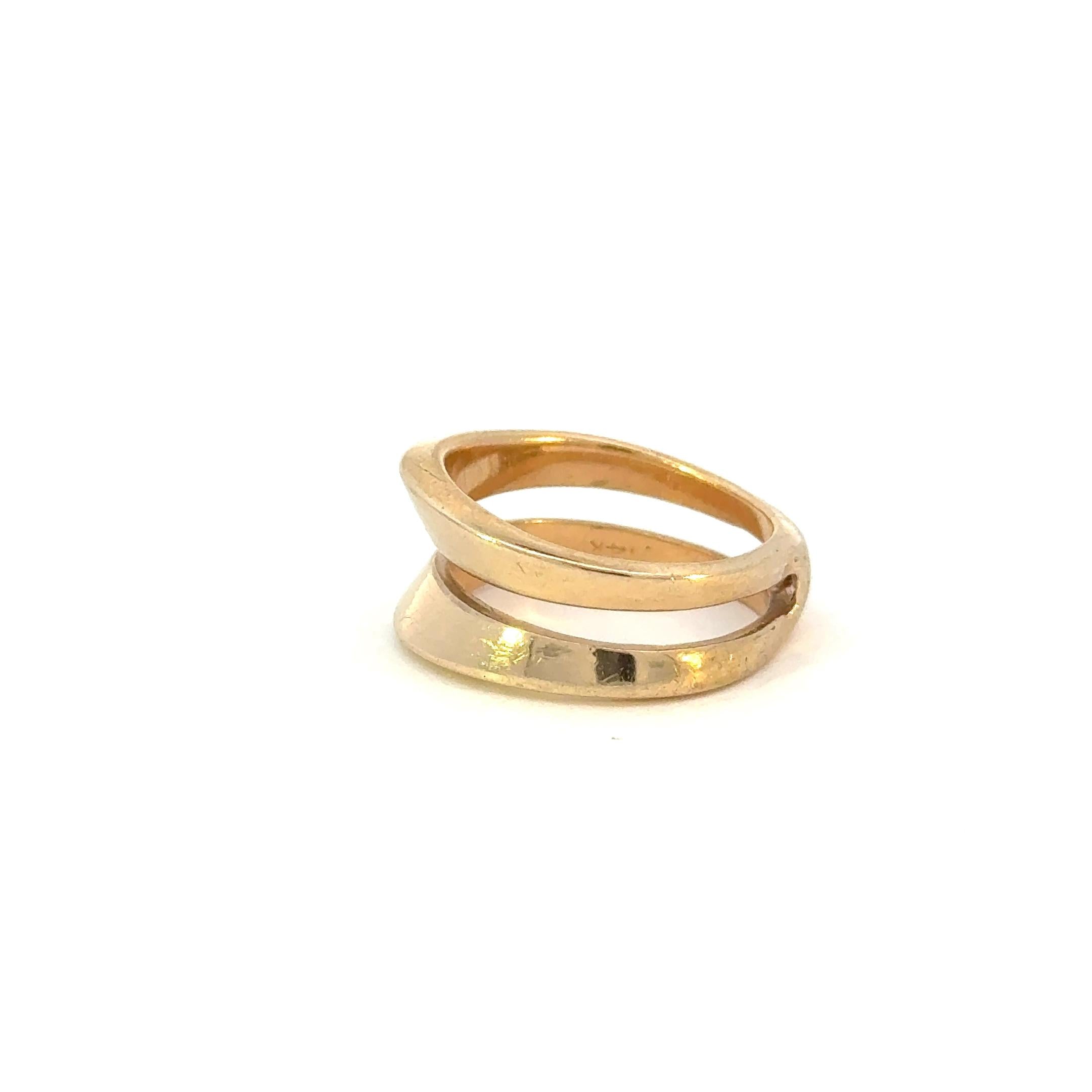 14K Yellow Gold Open Double Row Vintage Ring