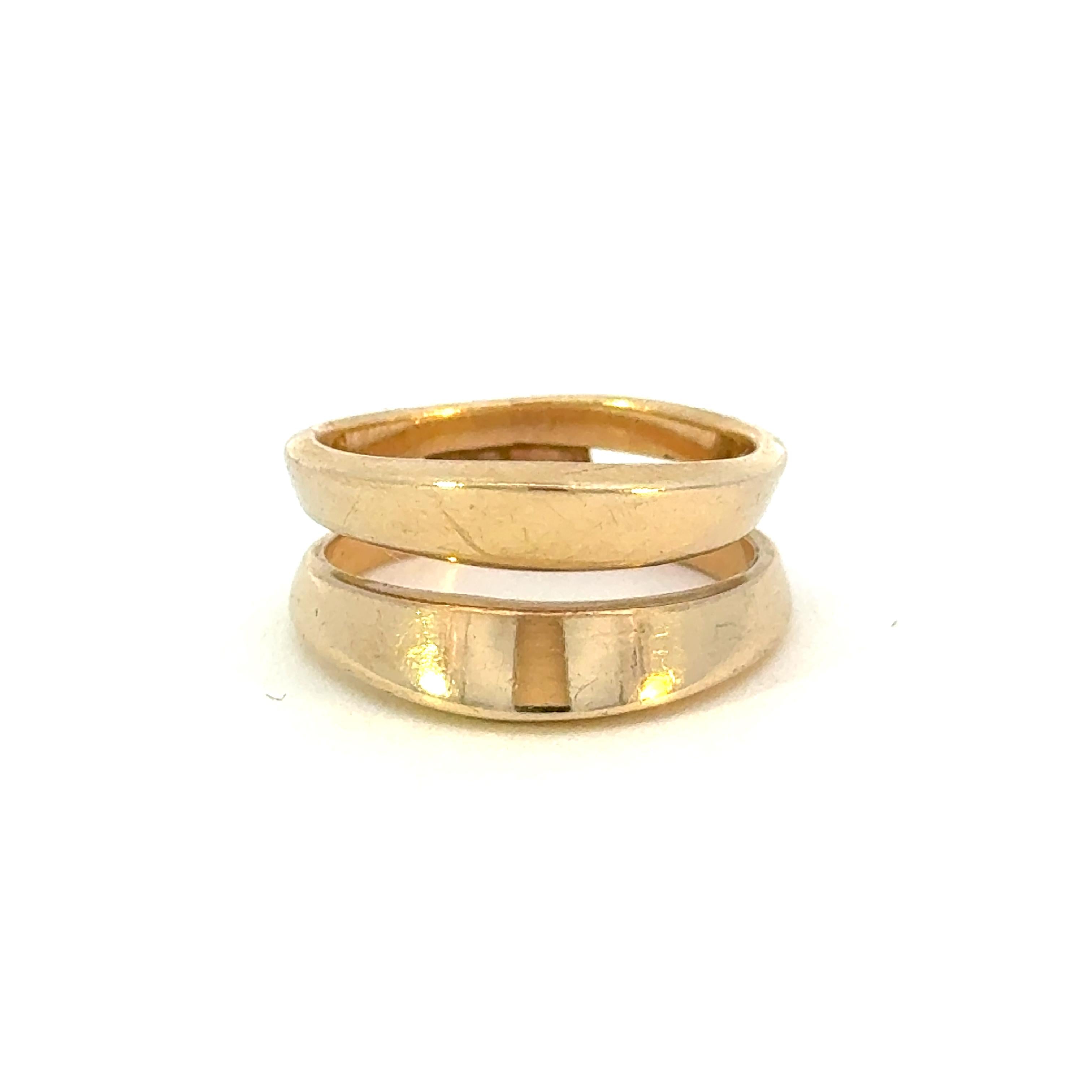 14K Yellow Gold Open Double Row Vintage Ring