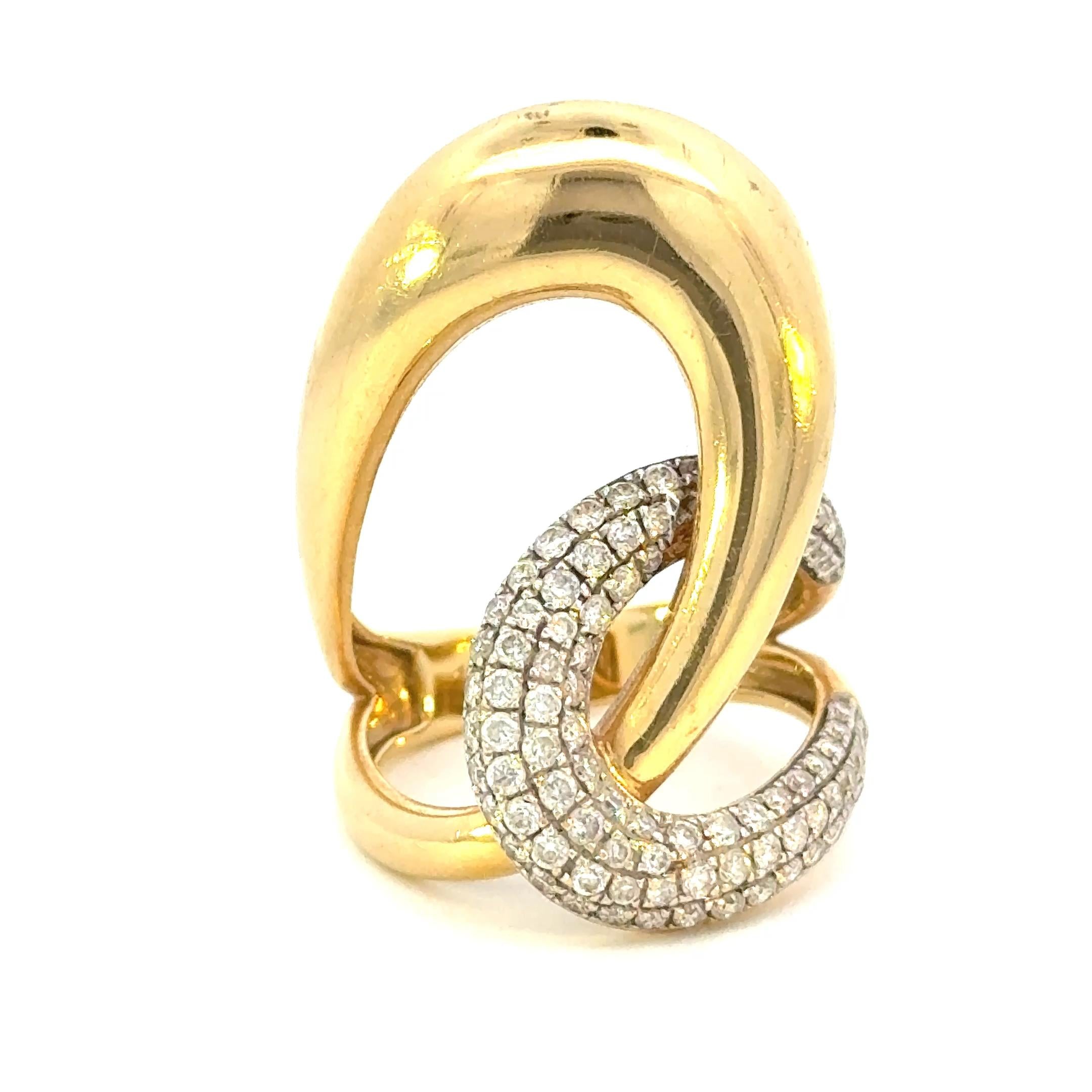 18k Yellow Gold and Diamond Vintage Swirl Ring