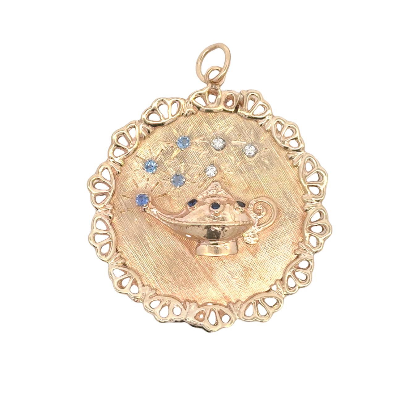 14k Yellow Gold Vintage Lamp Charm