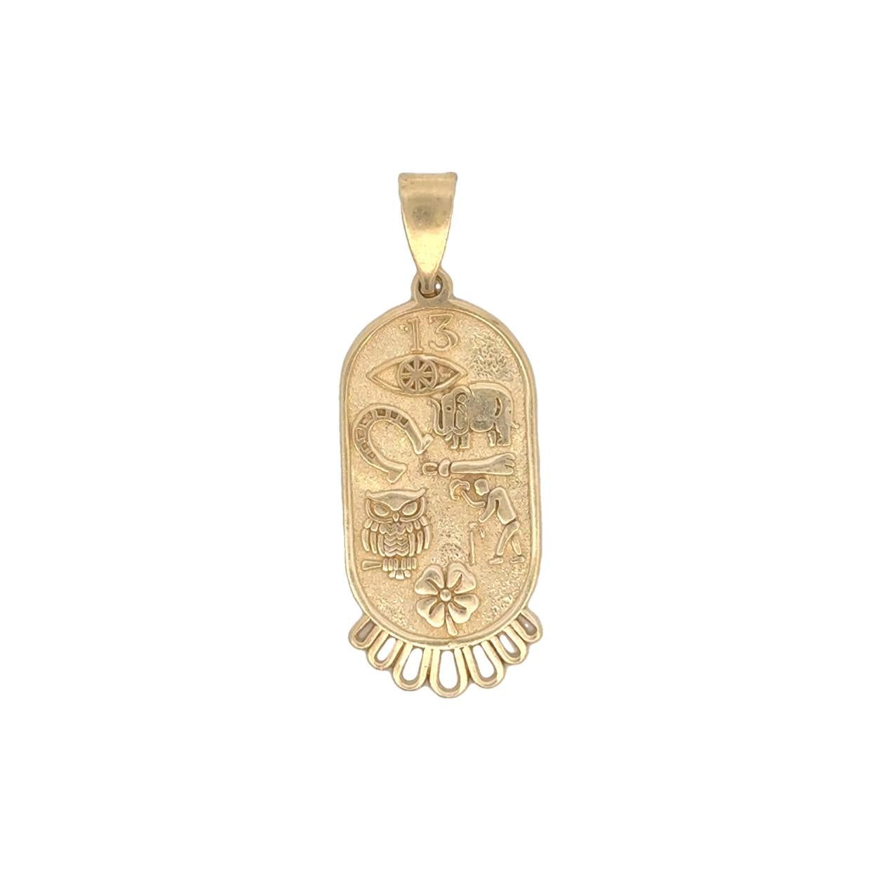 14k Yellow Gold Vintage Good Luck Symbols Charm