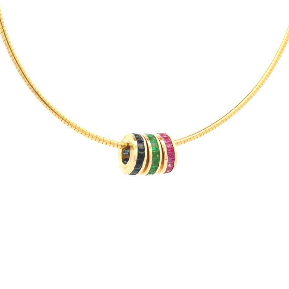 14k Yellow Gold and Bright Gemstone Rondel Spacer Charms
