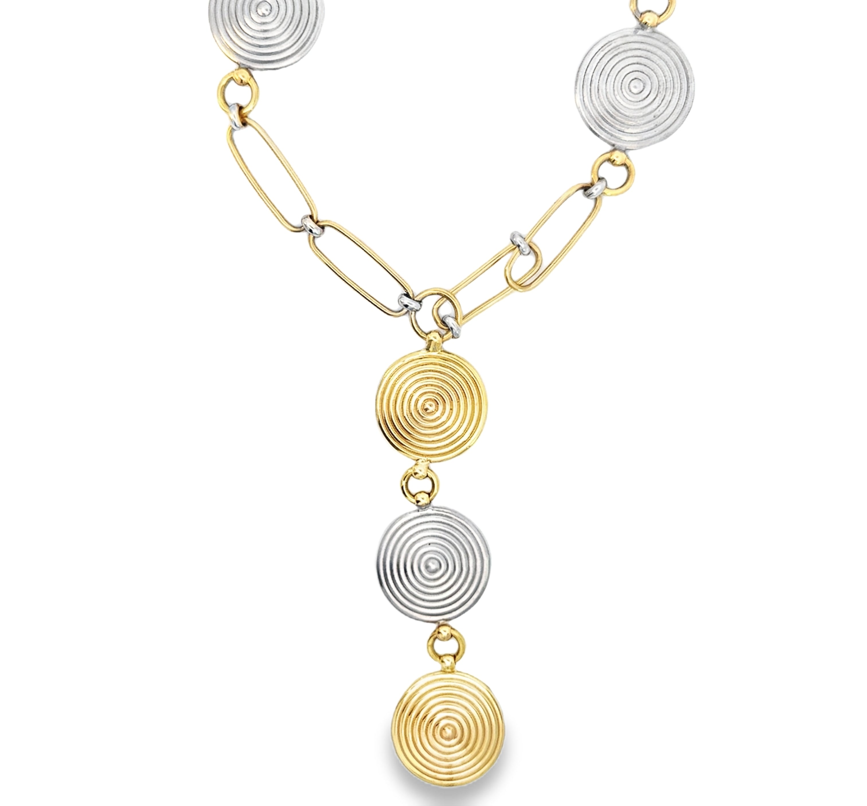 14k Yellow White Gold Vintage Drop Necklace