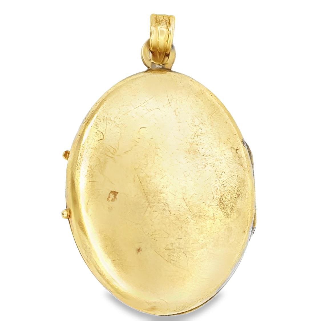 Vintage 18k Gold Victorian Locket with Turquoise Detail