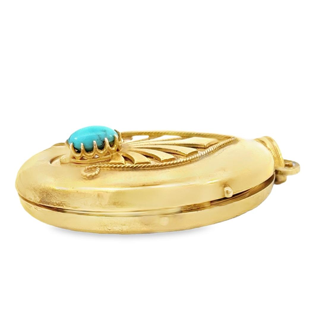 Vintage 18k Gold Victorian Locket with Turquoise Detail